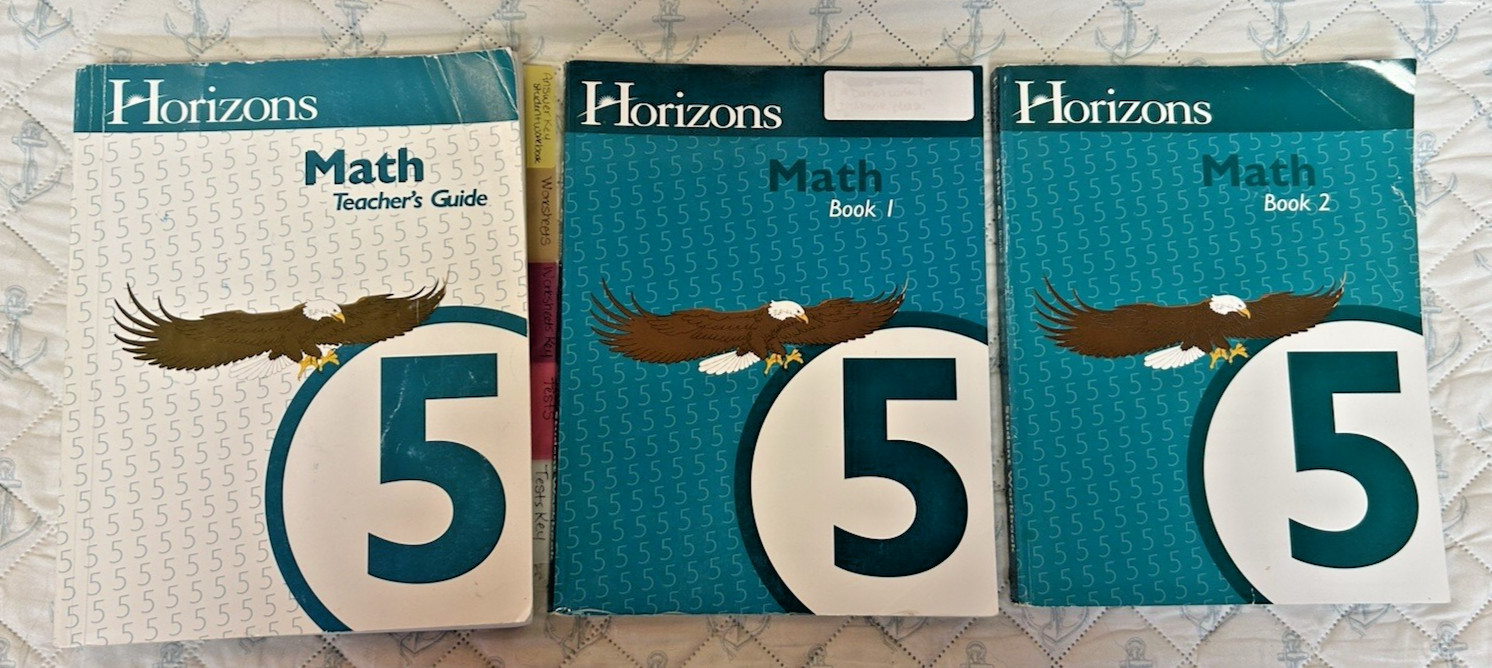 HORIZONS Math 5 Teacher’s Guide-Student Book 1 & 2-Homeschool-EUC-Set-5th Grade