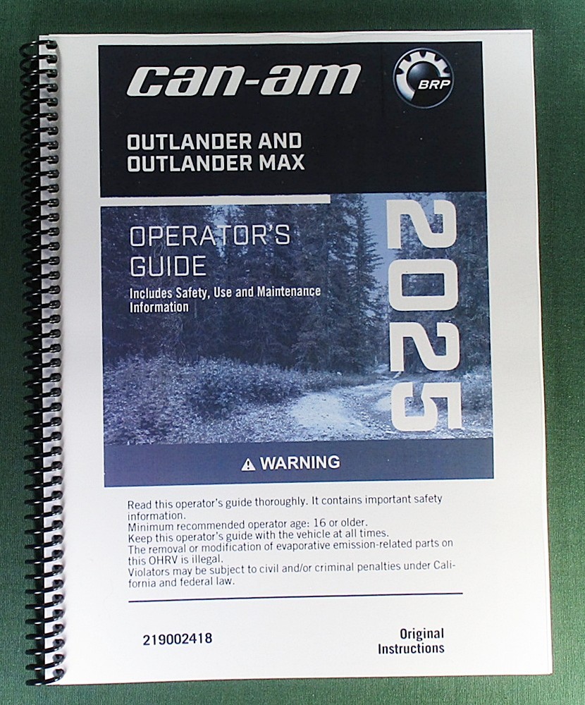 2025 Can-Am Outlander 1000R XT Owner’s Manual: 438 Pages & Protective Covers