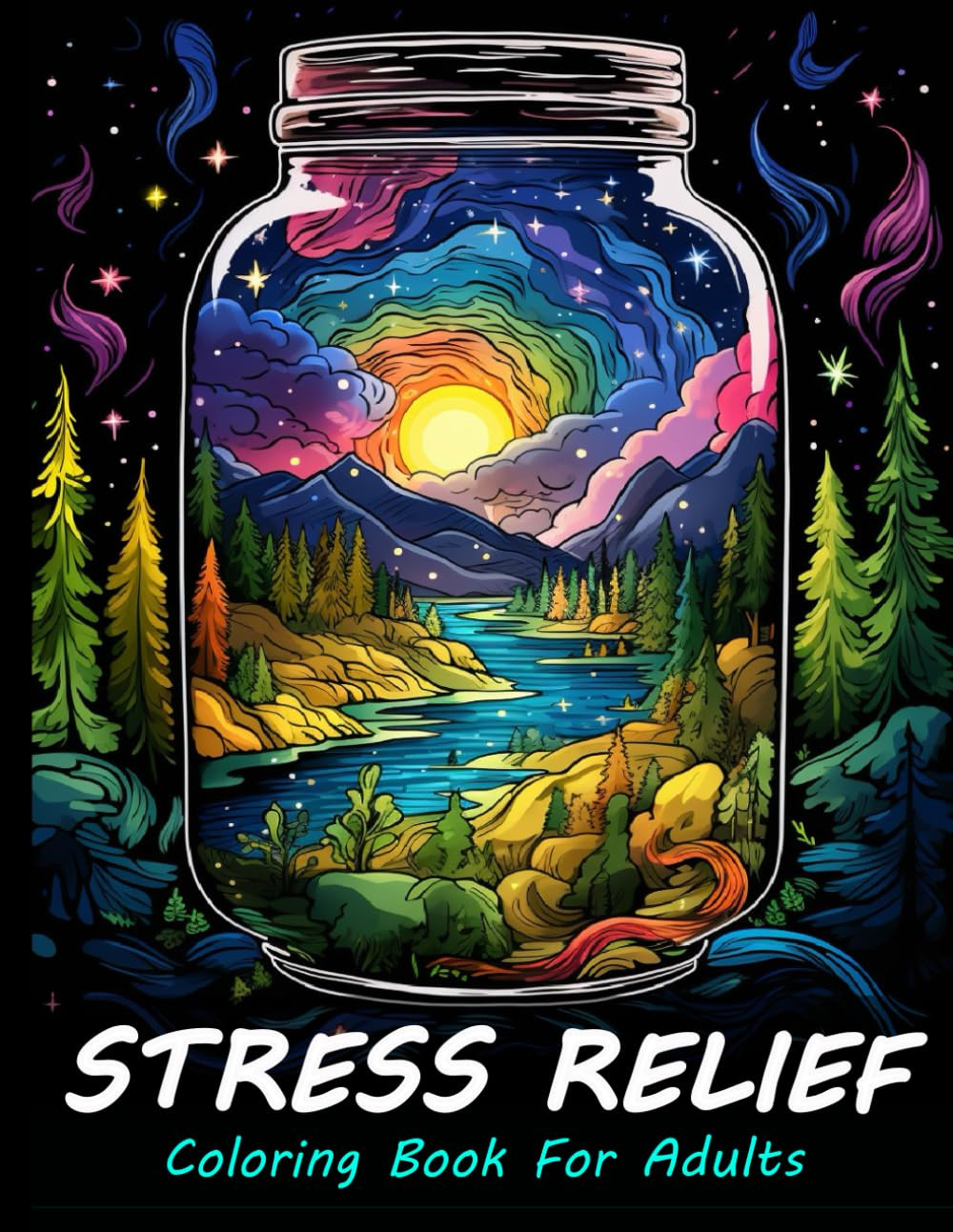 Stress Relief Coloring Book for Adults: Large Print Adult Colouring Book with…