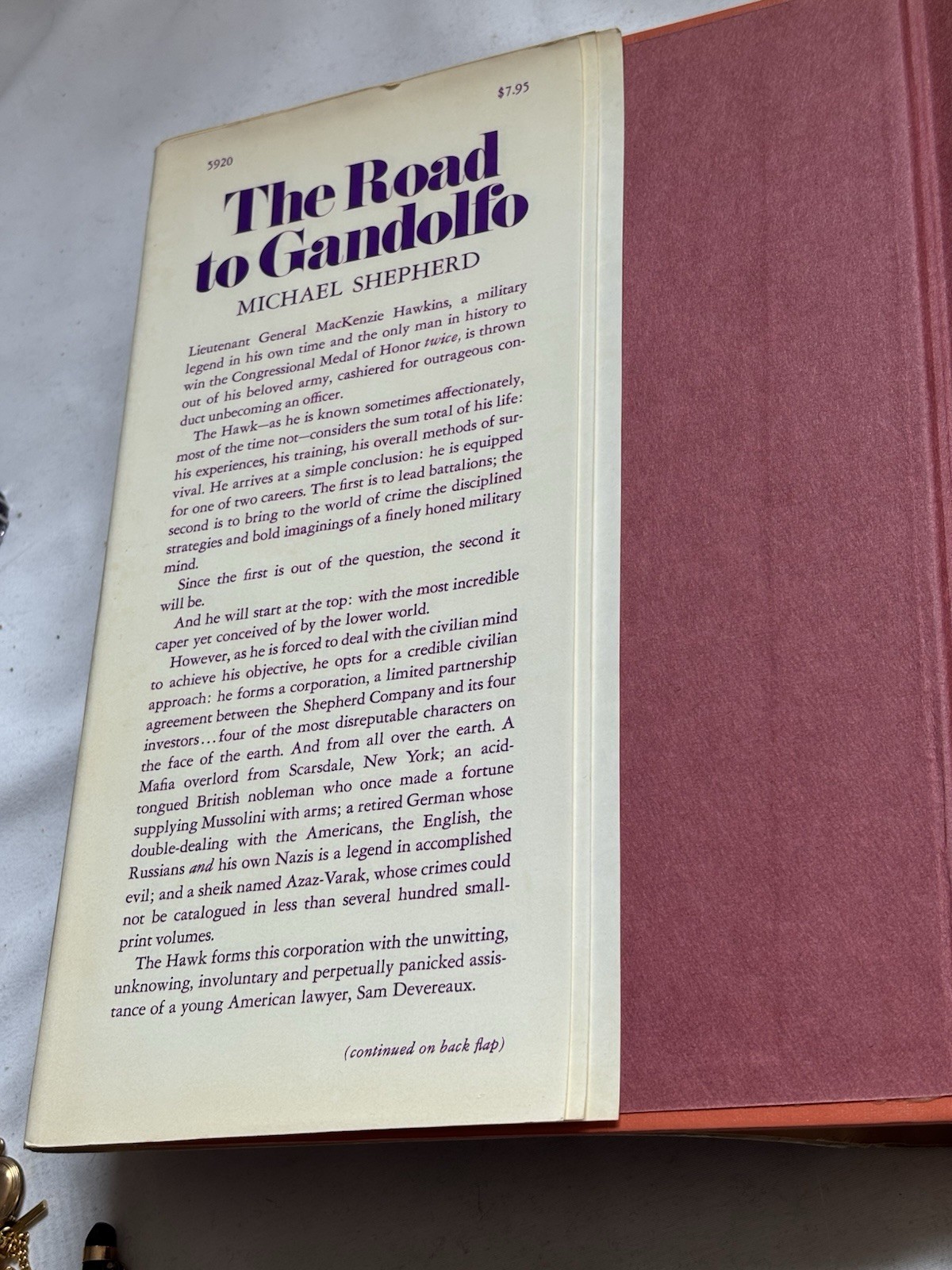 1st printing! The Road to Gandolfo by Michael Shepherd w/ 3 DJs HC 1975 VG