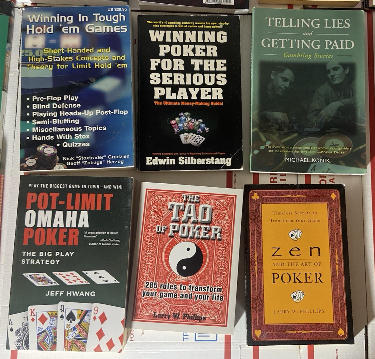 Lot of 22 Poker Books W/ Brunson, Sklansky, Hellmuth, Miller -Clean Great Titles