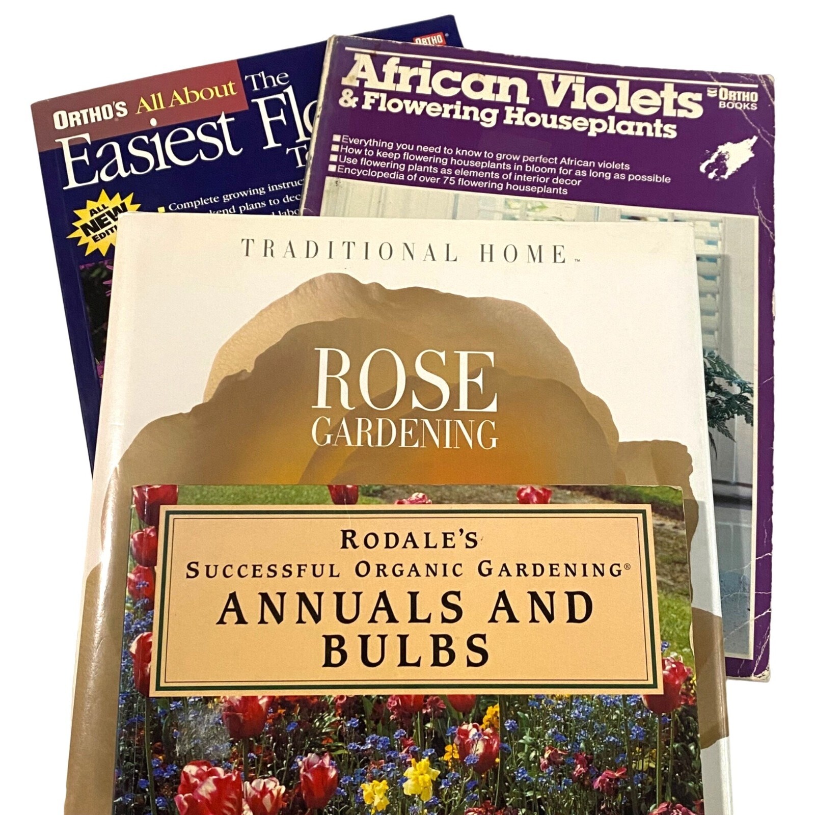 Flower Gardening Book Lot of 4 Roses African Violets Annuals Bulbs Houseplants