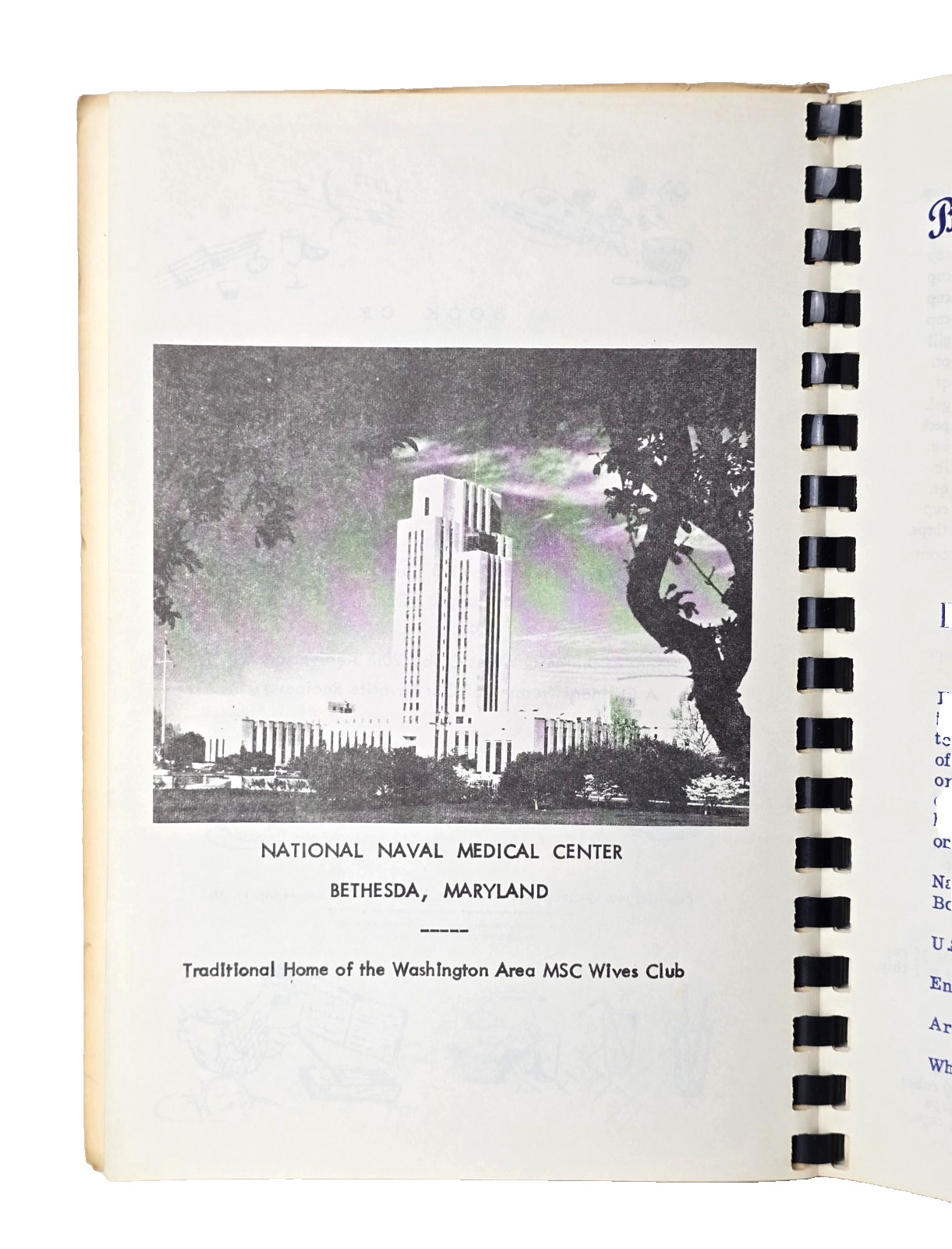 1975 Navy Medical Service Coprs Wives Club Cookbook Washington DC 62 Pages