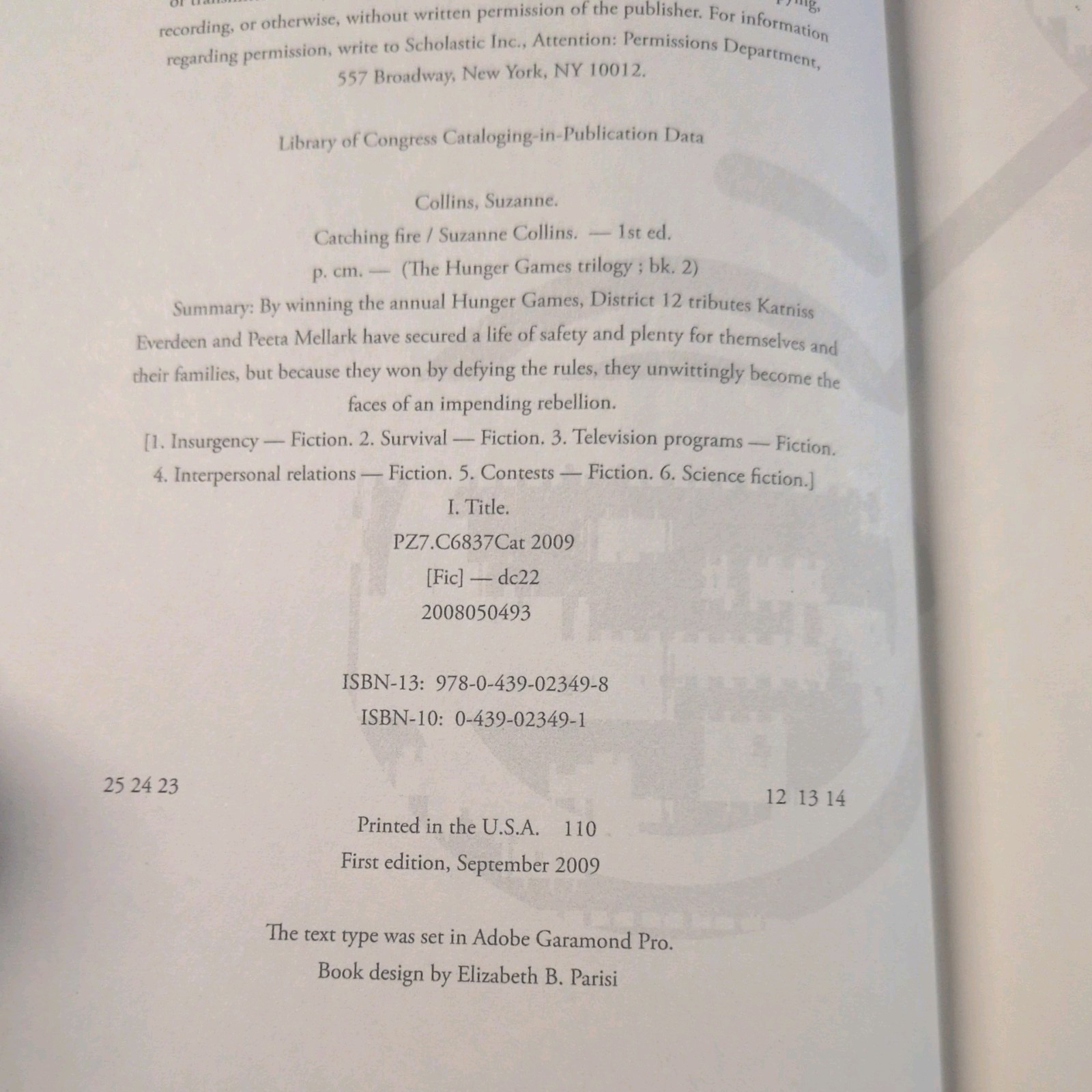 Catching Fire Suzanne Collins 1st Edition Hardcover Hunger Games Book 2 Scholast