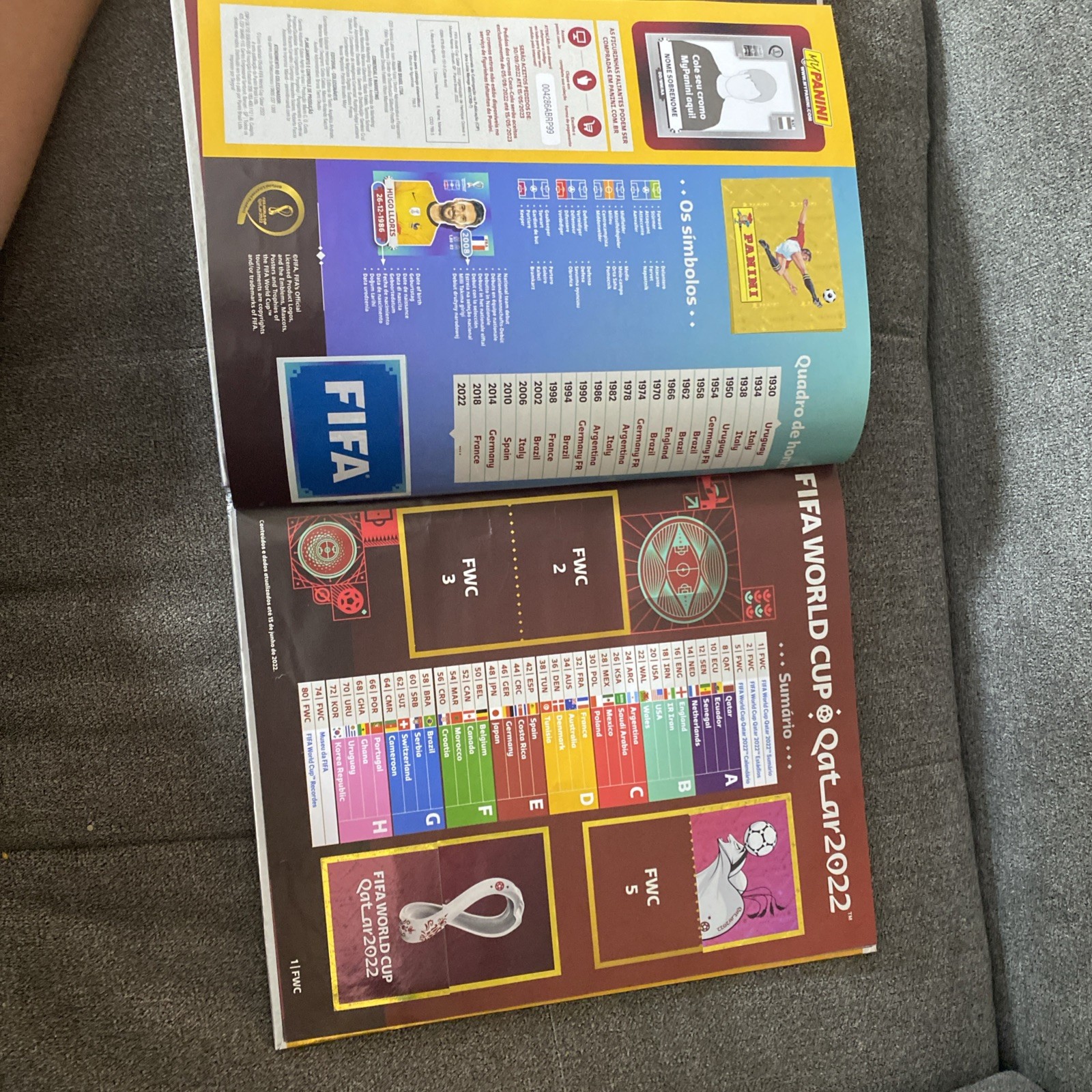 Panini World Cup Qatar 2022 GOLD HARDCOVER Album. Mostly Full. Blue Mbappe+
