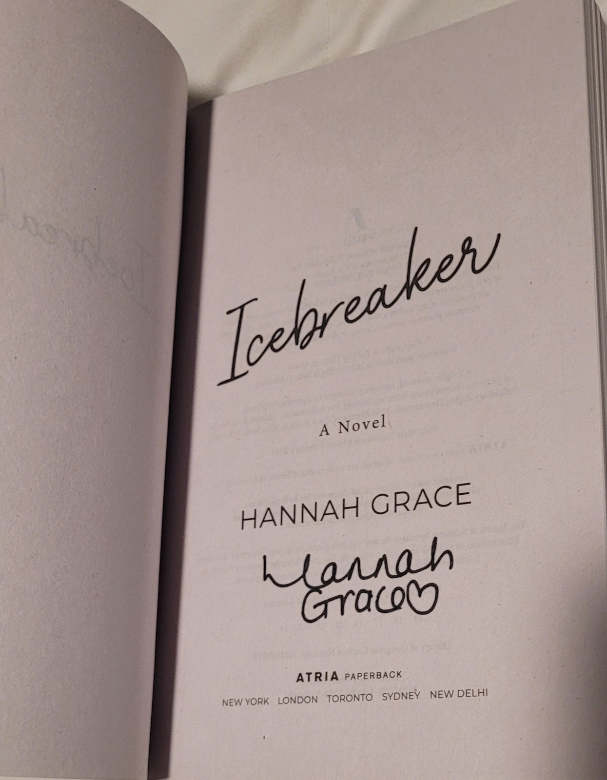 SET Hannah Grace Icebreaker & Wildfire Signed First Atria Edition Paperback Book