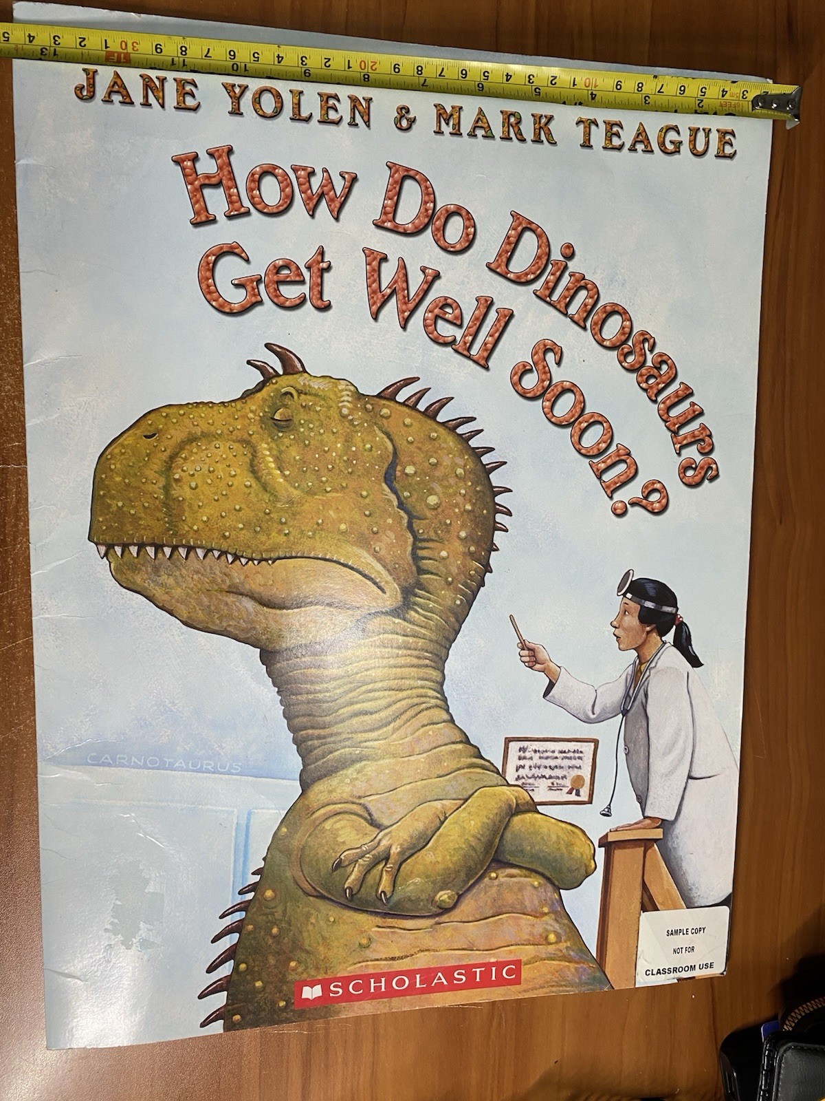 How Do Dinosaurs Get Well Soon? – Giant Paperback By Jane Yolen 13.5 x 18”