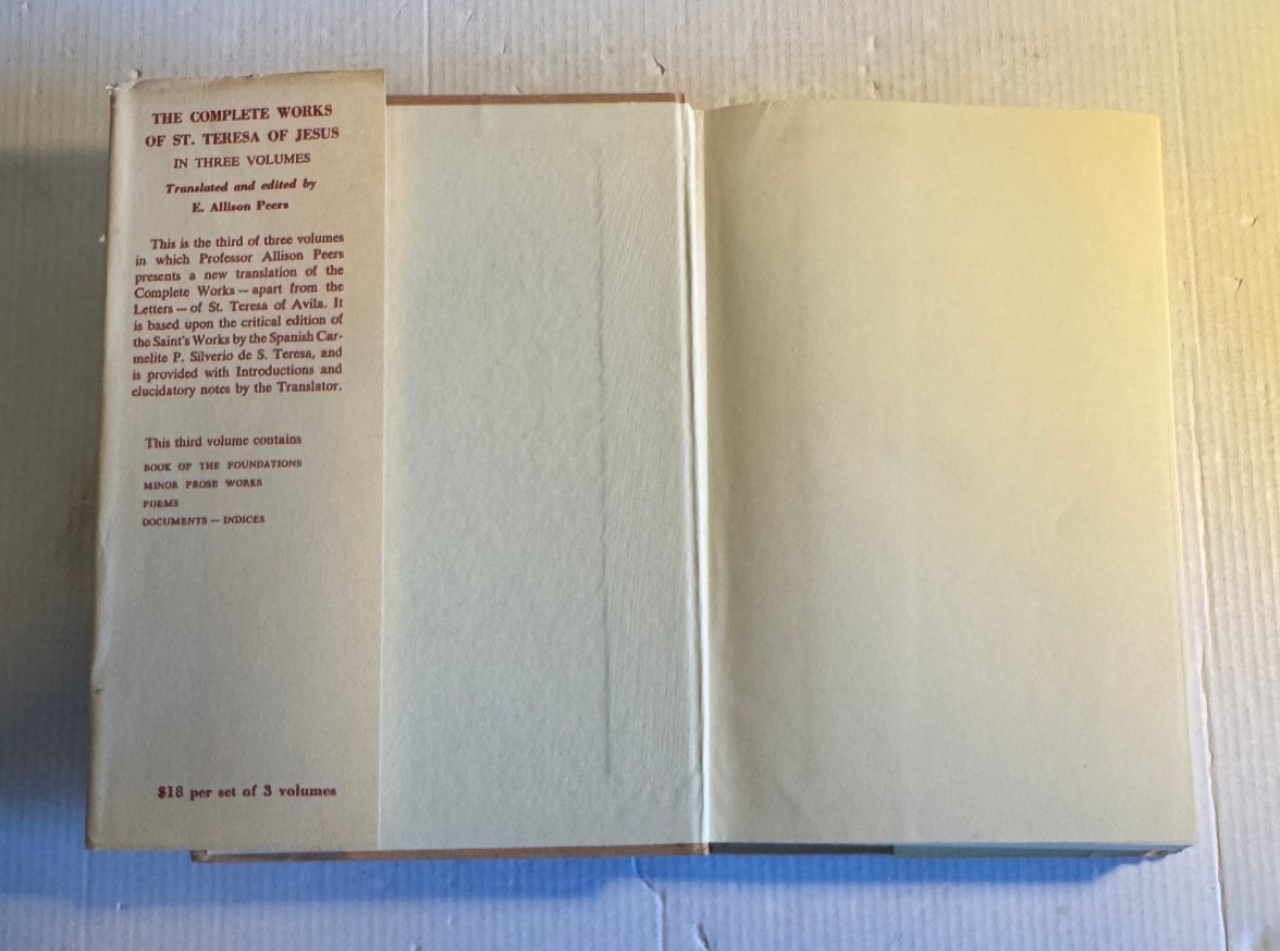 Complete Works of St Teresa Volume III HCDJ Very Good 1957 Sheed and Ward