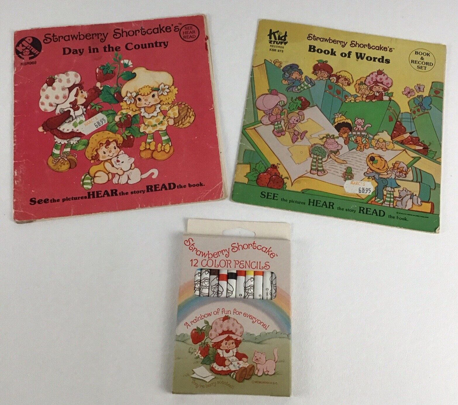 Strawberry Shortcake Mini Coloring Book Of Words Color Pencils Lot Vintage 80s