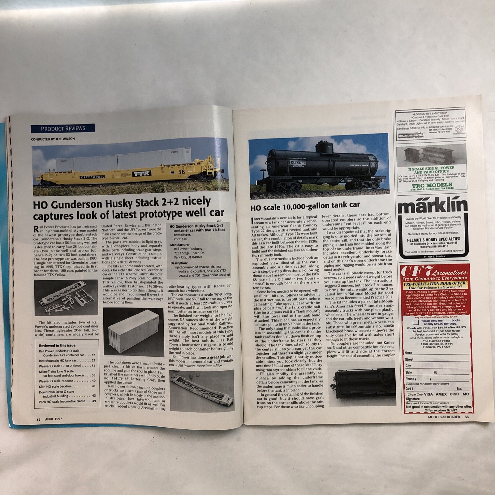 MODEL RAILROADER Magazines Apr 1997 MNRA Convention, July 1998 LOT-OF-2 AS SHOWN