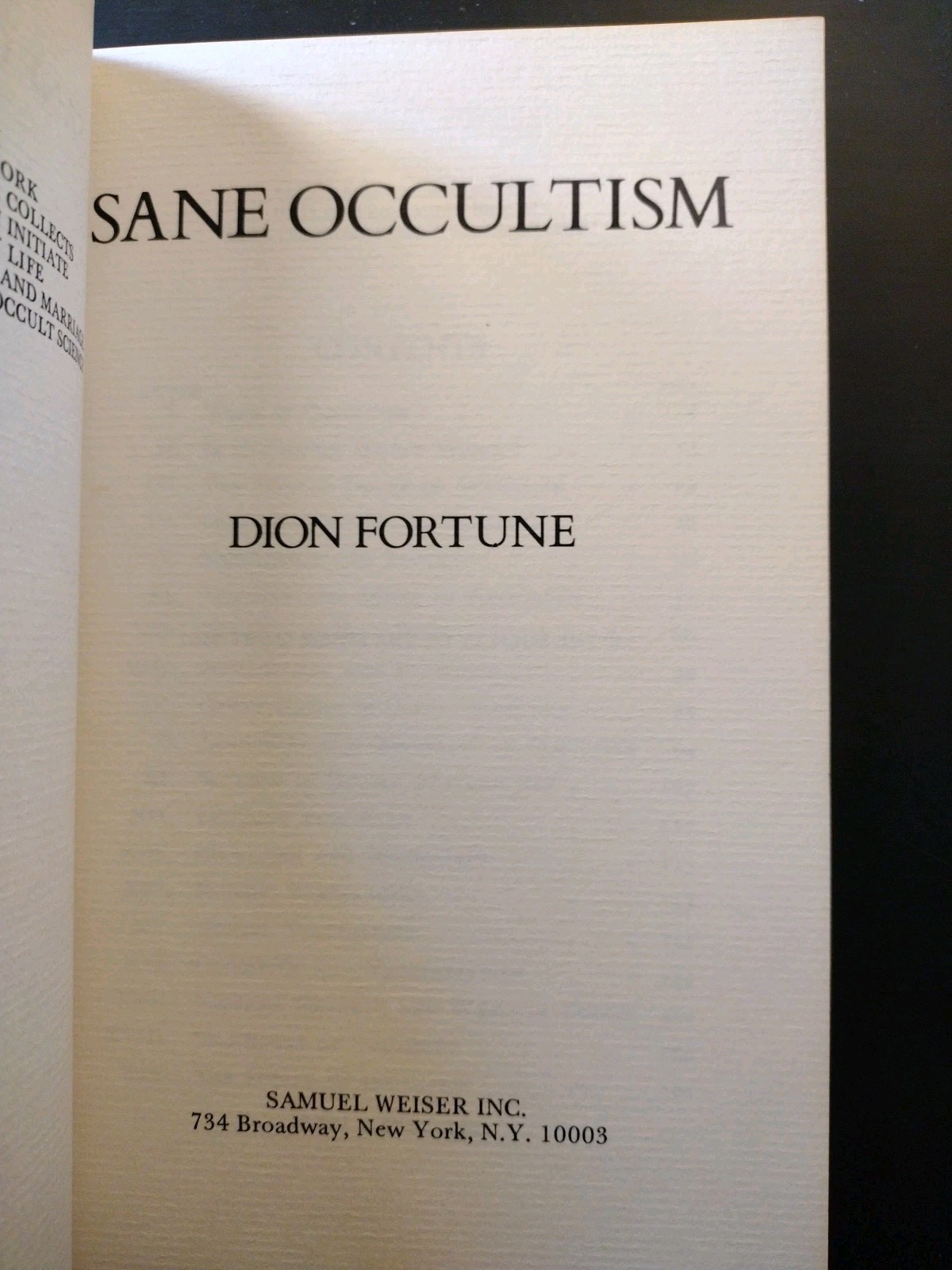 SANE OCCULTISM. Dion Fortune. First Paperback 1972 (Magick Esoterica Astrology)