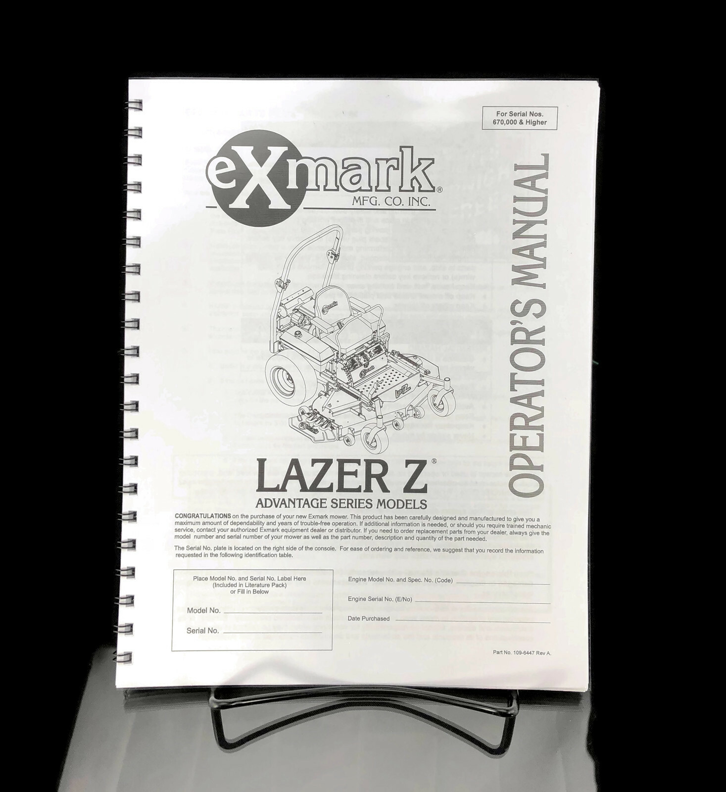 eXmark Lazer Z AS Operators Manual & Part List Diagrams LAS25KC604- SN 6700000 +