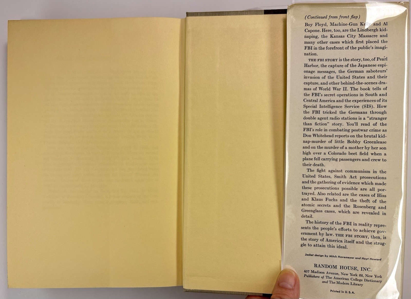The FBI Story By Don Whitehead – 1956 6th Printing HC/DJ