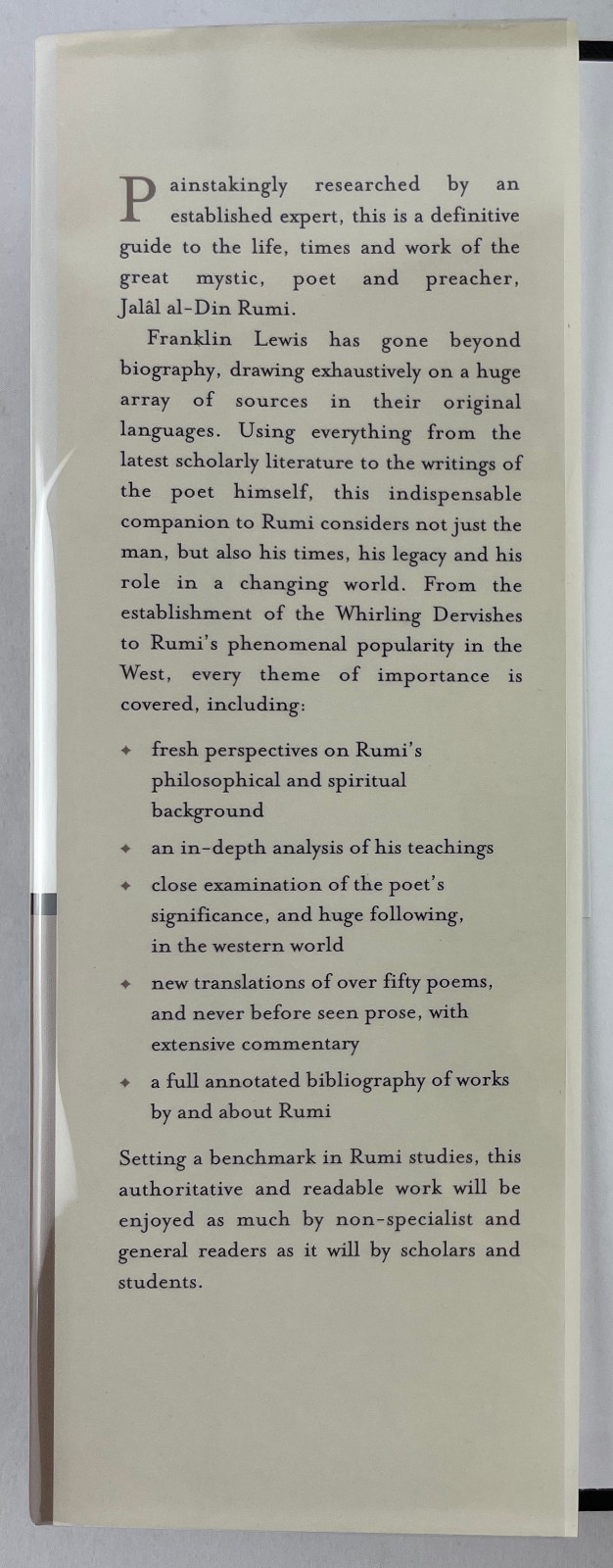 Rumi : Past and Present, East and West, Franklin D Lewis, 2001, HCDJ
