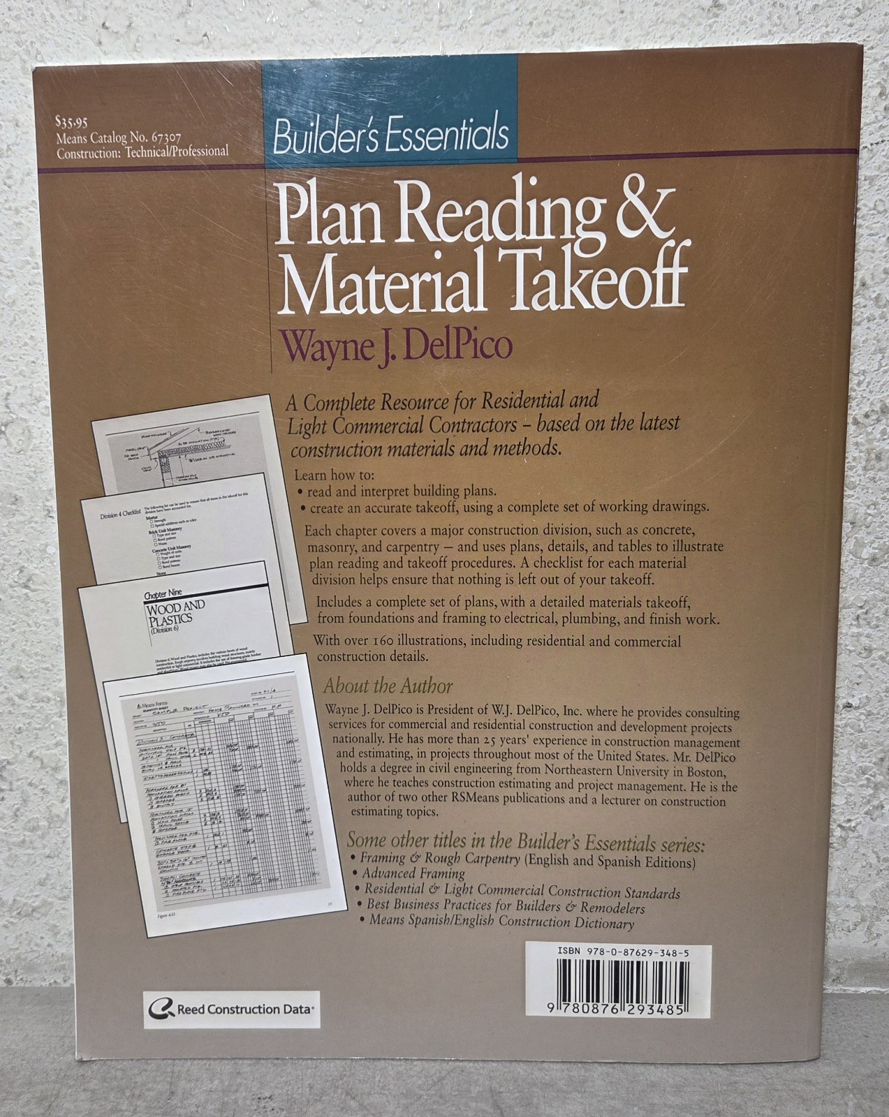 Builders Essentials Plan Reading & Material Takeoff Wayne DelPico PB Book 1994