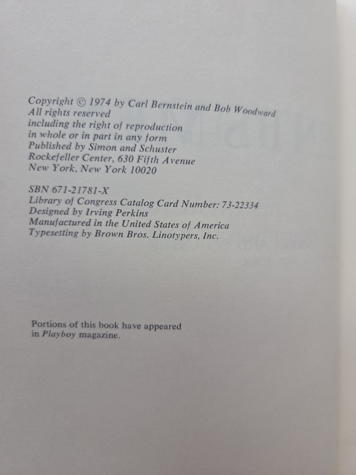 All the President’s Men Woodward Bernstein 1974 HC DJ BOMC Watergate Book