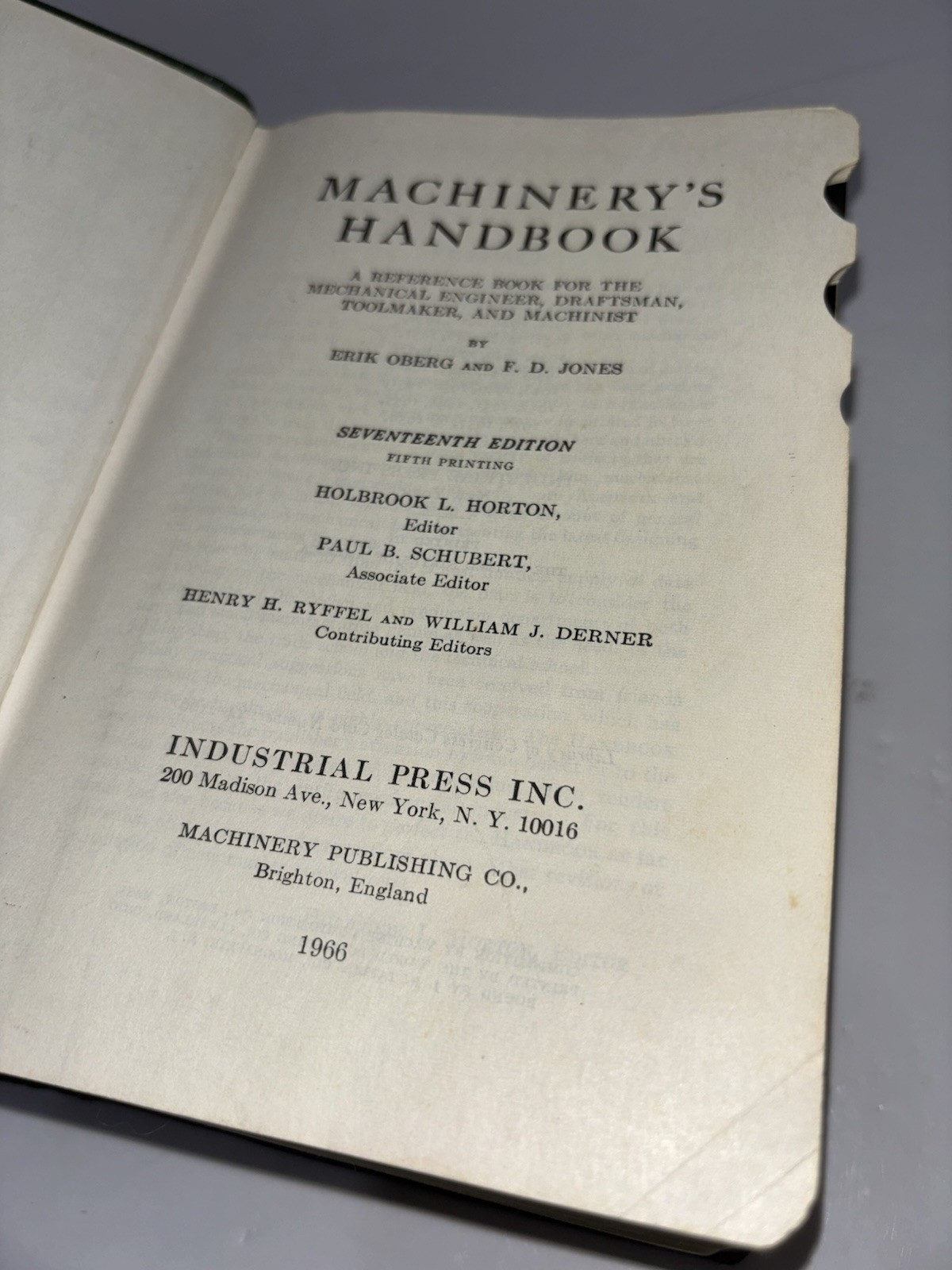 Vintage Machinery’s Handbook 17th Edition 1966