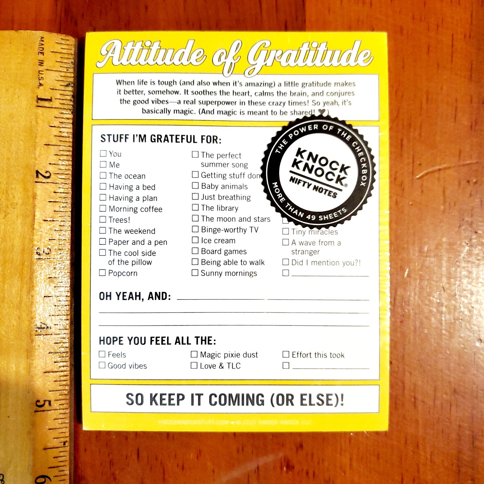 NEW SEALED Knock Knock Attitude of Gratitude Nifty Notes TO Pad 4×5.25″ 50 Sheet