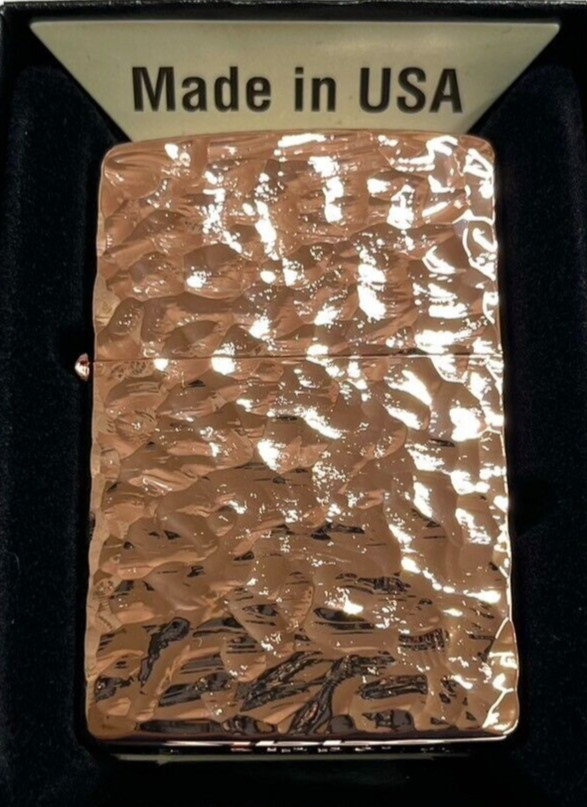 Zippo Hammer Tone Copper Bronze Lighter Double 2 Sided Processing Japan New F/S