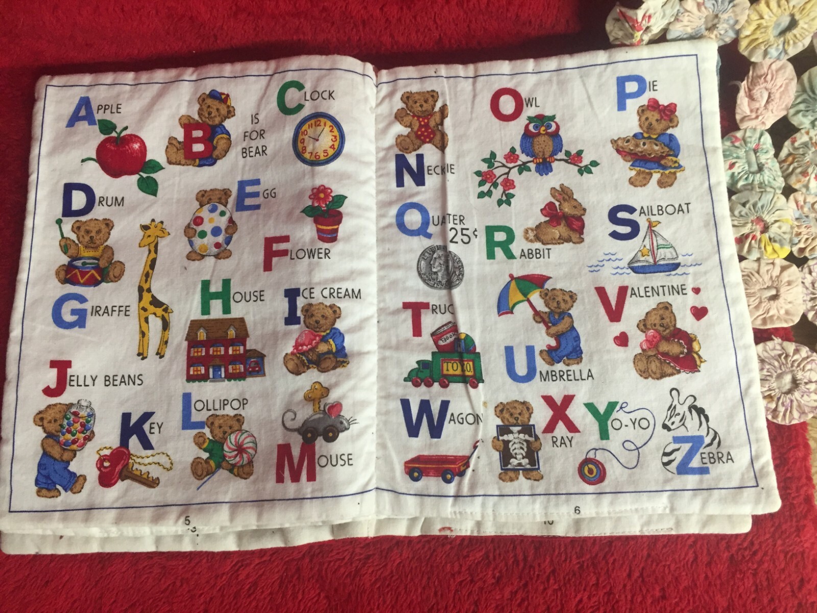 Quilted Learning with Teddy Soft Book ABCs Letters Numbers Learning Book