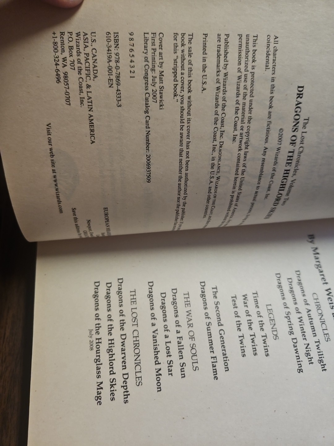 Dragons on the Highlord Skies by Weis, Margaret and Tracy Hickman
