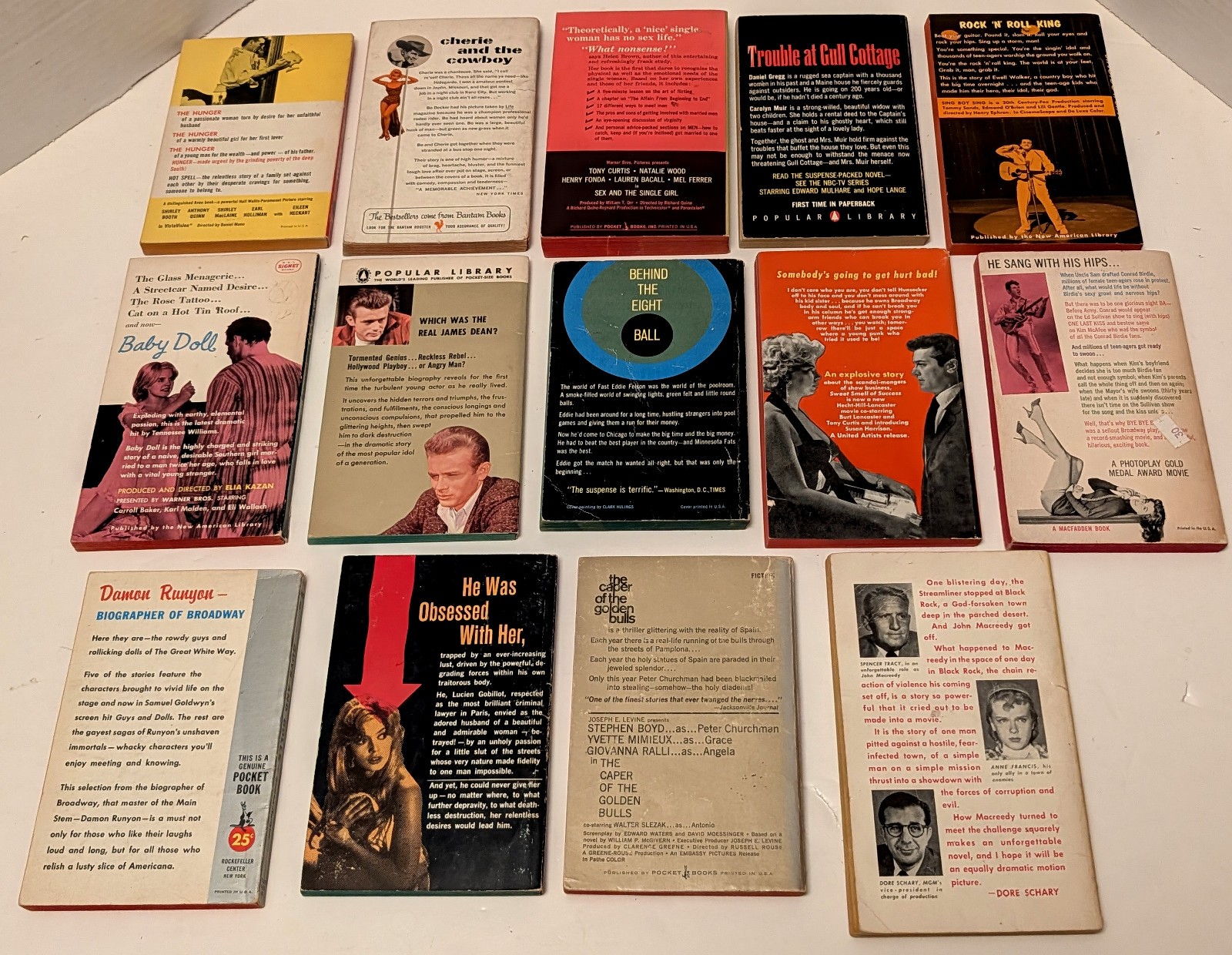 LOT OF 14 VINTAGE MOVIE TIE-IN PAPERBACKS JAMES DEAN, MARILYN MONROE, MORE!