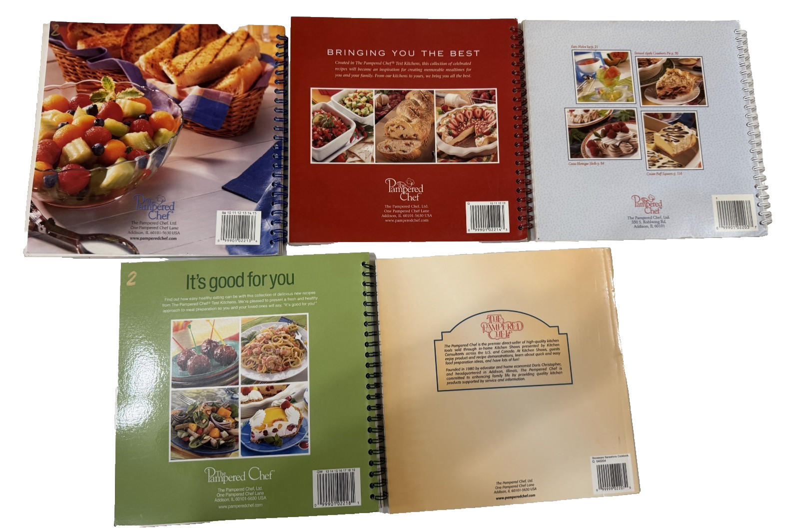 Vintage Pampered Chef Spiral Bound and Paperbound Cookbooks Lot of 5