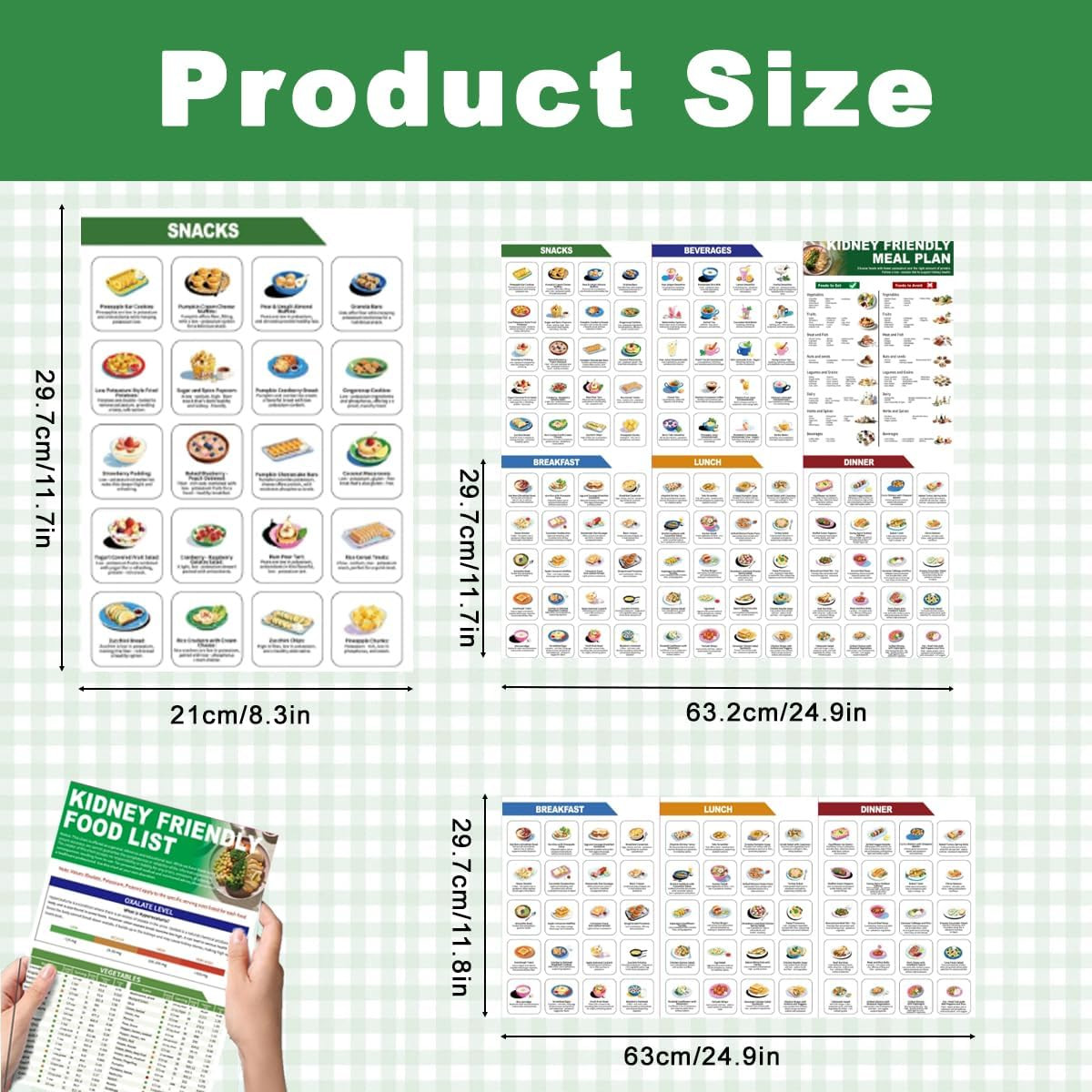 Set of 3 Kidney Friendly Food List Chart, Renal Diet Meal Plan & CKD Stage 3