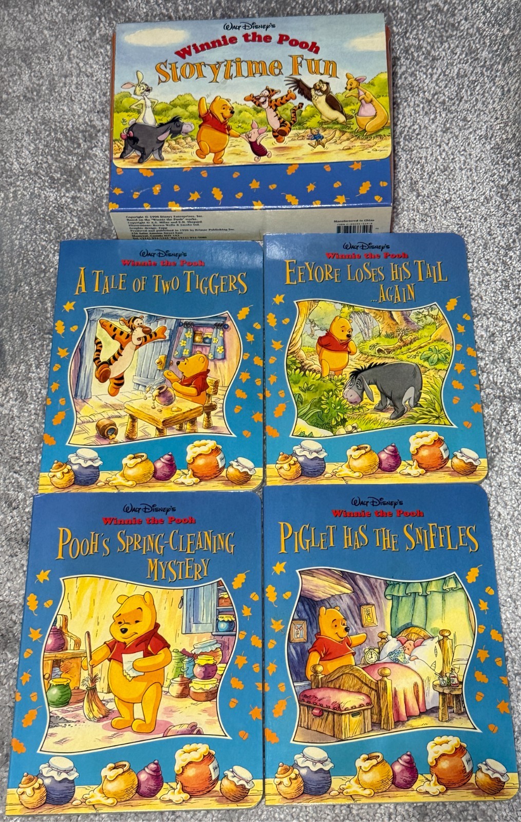 1998 Winnie the Pooh Storytime Fun 4 Board Book Box Set Hardcover