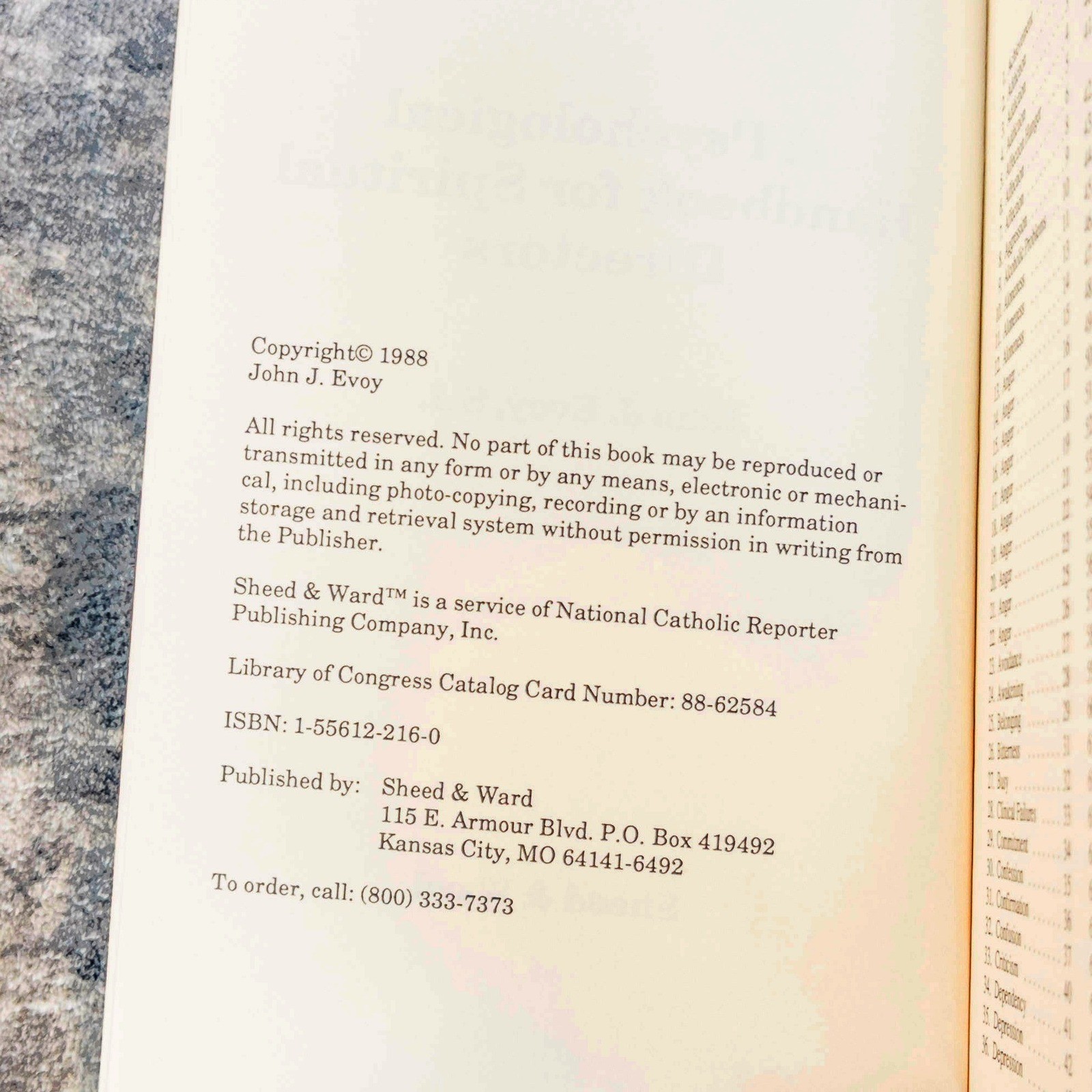 Psychological Handbook for Spiritual Directors John J Evoy S.J. Sheed and Ward