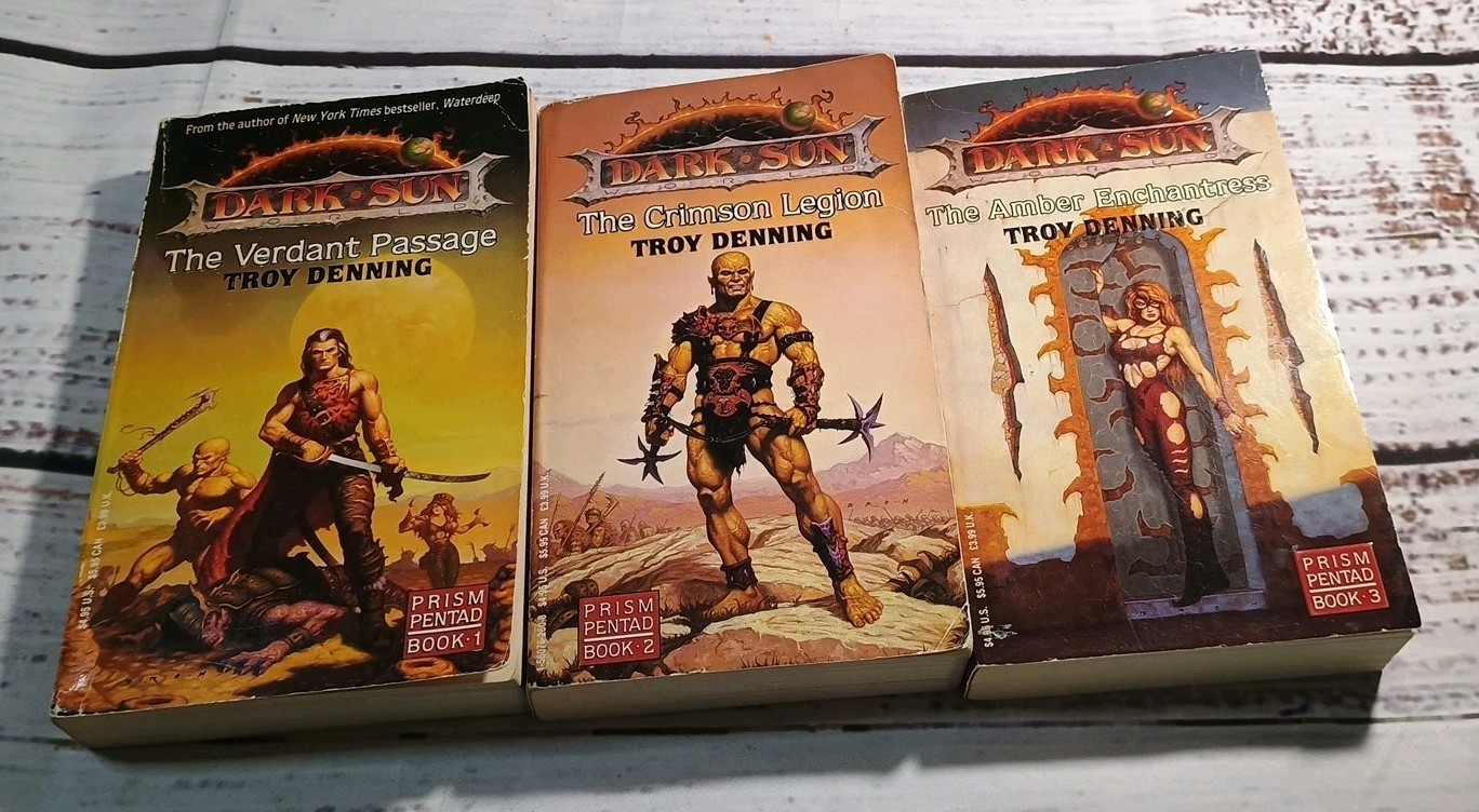 Dark Sun Prism Pentad Books 1-3 Lot Troy Denning D&D RPG Fantasy Novels TSR