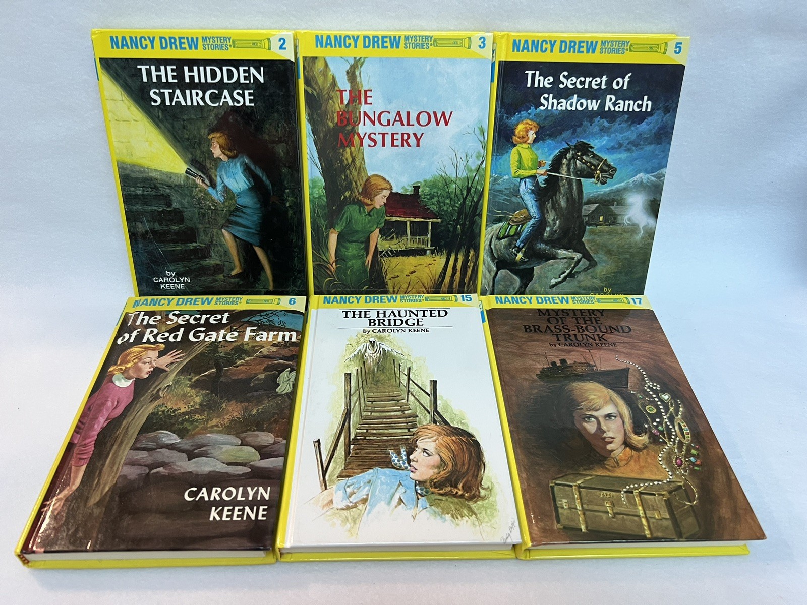 Nancy Drew LOT of 6 Books 1980’s – 2000’s Numbers 2, 3, 5, 6, 15, 17 VG HB