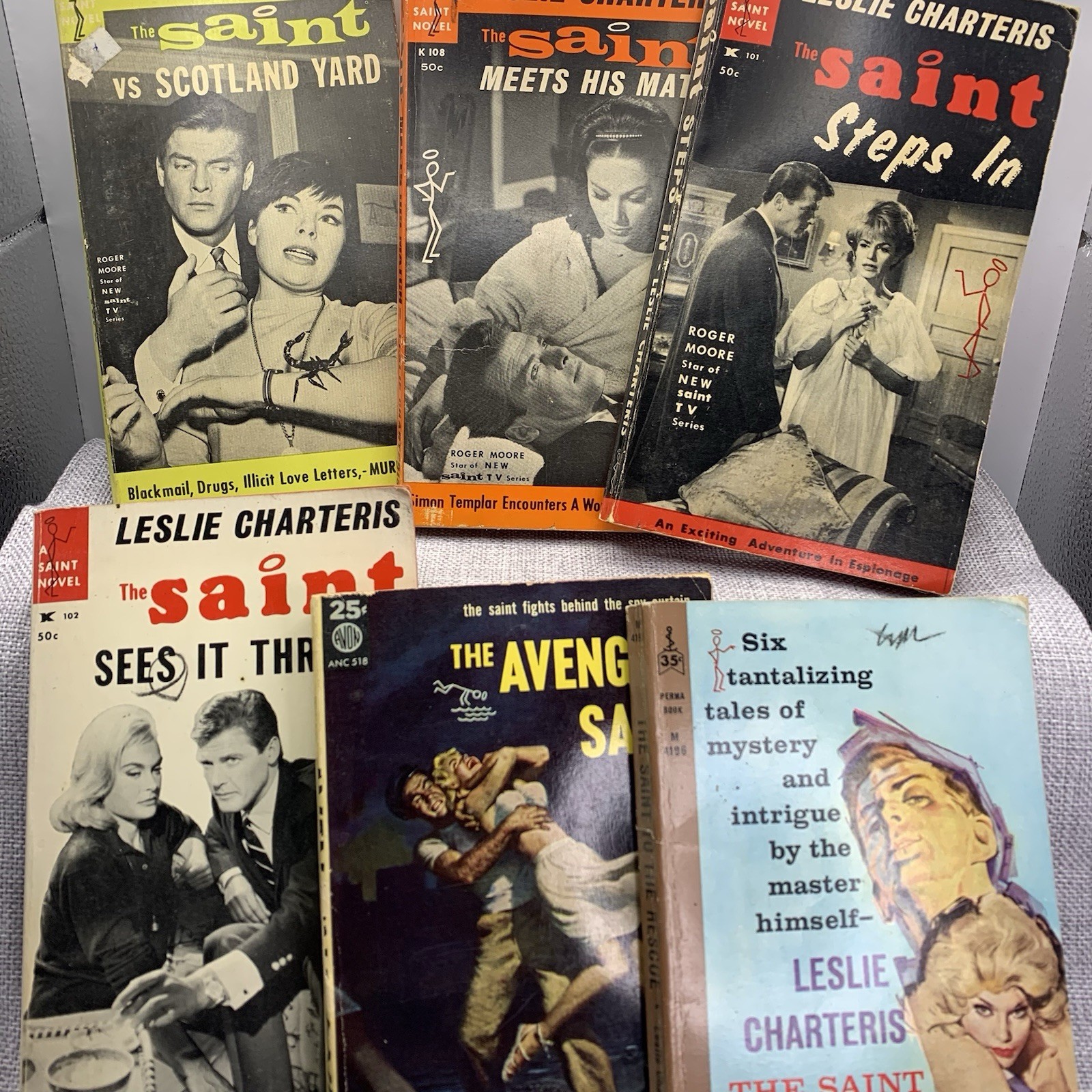 The Saint 6 book lot by Leslie Chartering Vintage 1930s 40s 60s Paperbacks