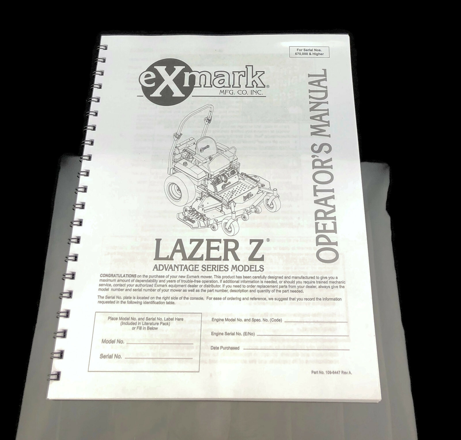 eXmark Lazer Z AS Operators Manual & Part List Diagrams LAS28KA724 -SN# 670000 –