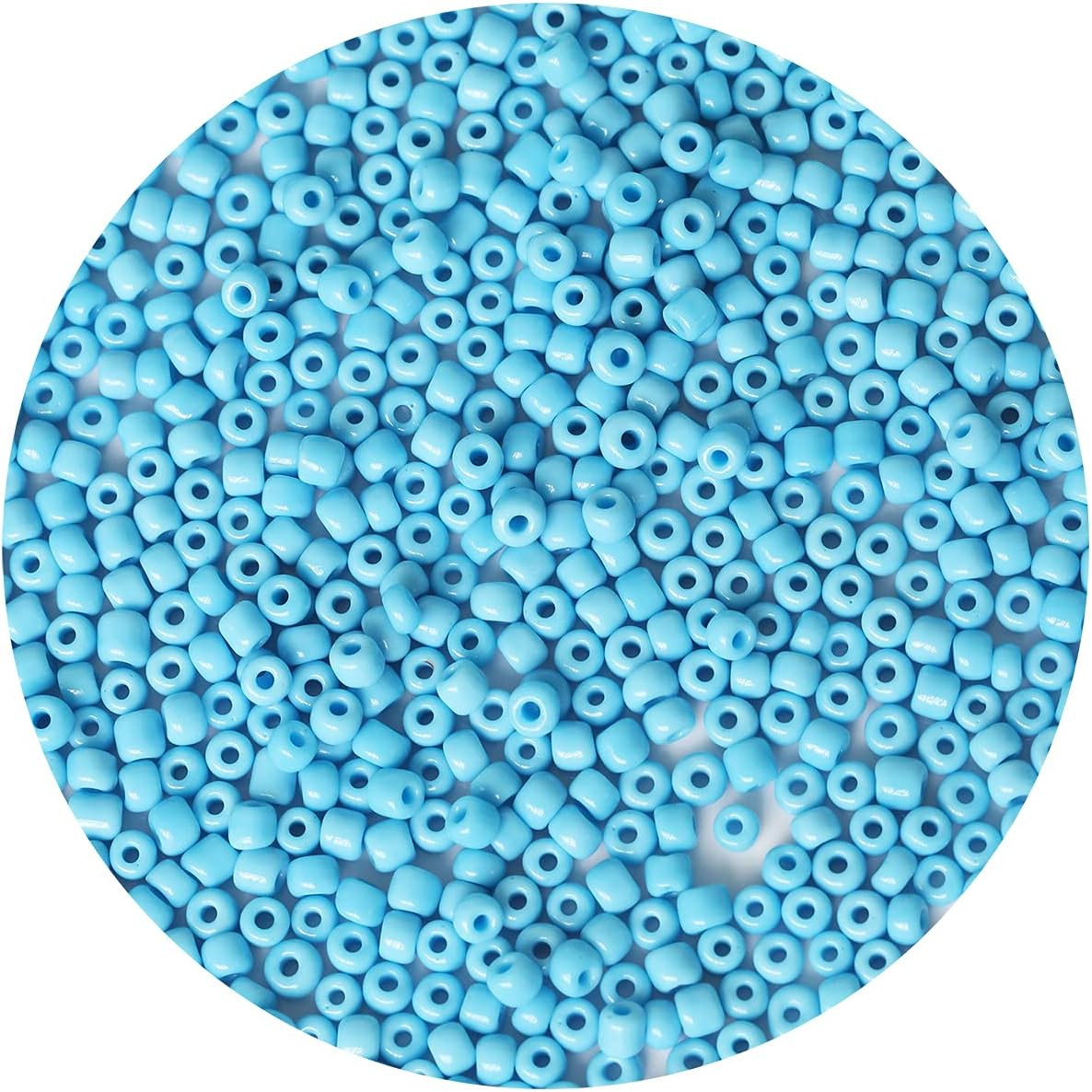 Opaque Light Blue Color 4mm Seed Beads About 1200pcs/100Grams in Bag, 6/0 Glass