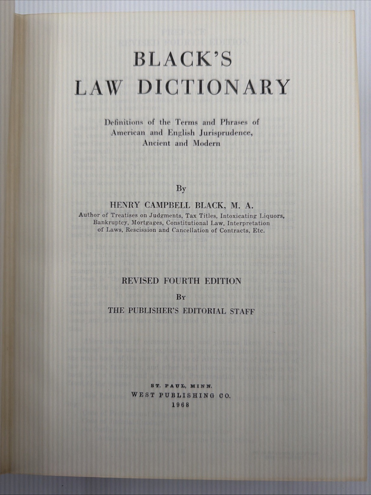 Black’s Law Dictionary Revised Fourth Edition 1975 Henry Campbell Black Reprint