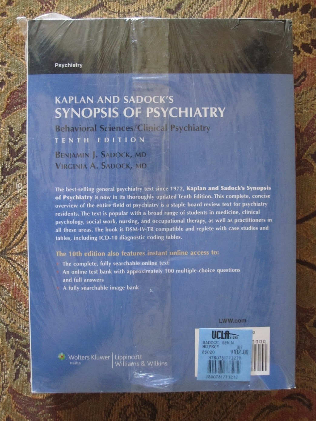 WOLTERS KLUWER KAPLAN SADOCK SYNOPSIS OF PSYCHIATRY BOOK NEW! FREE SHIPPING!