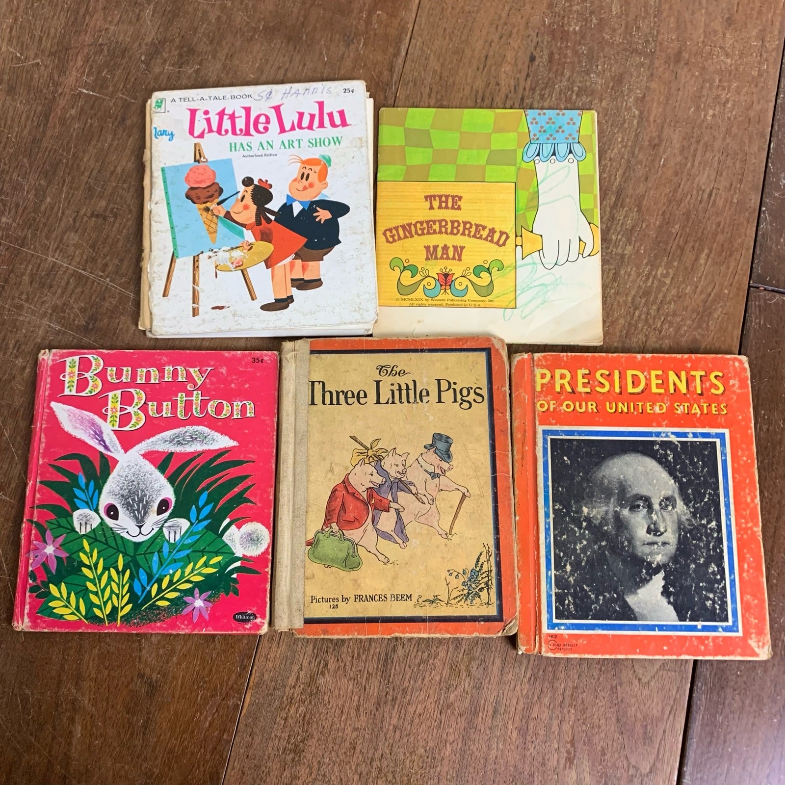 Bundle of 5 VINTAGE 1930s-1960s Children Story Books DIY REPURPOSE Shelf Decor