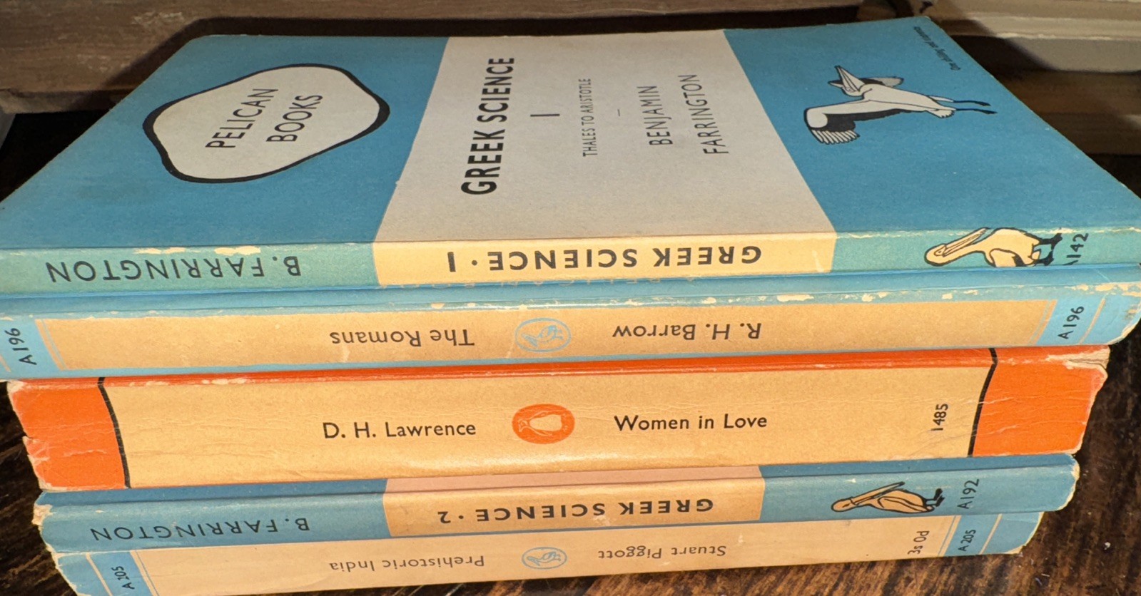5 Vintage Penguin Books Greek Science, Prehistoric India , The Romans Etc