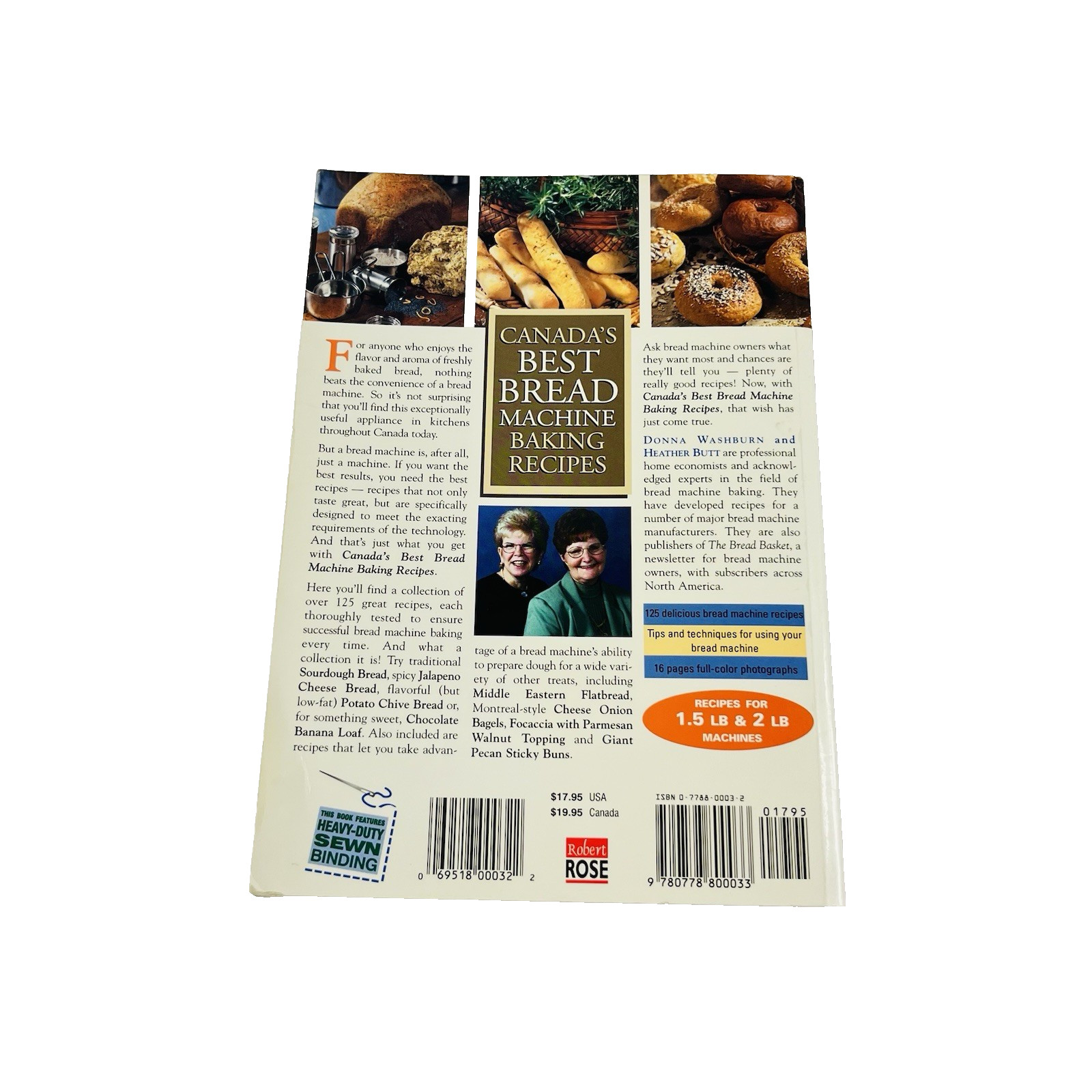 Canada’s Best Bread Machine Baking Recipes 1lb & 2lb Donna Washburn Heather Butt