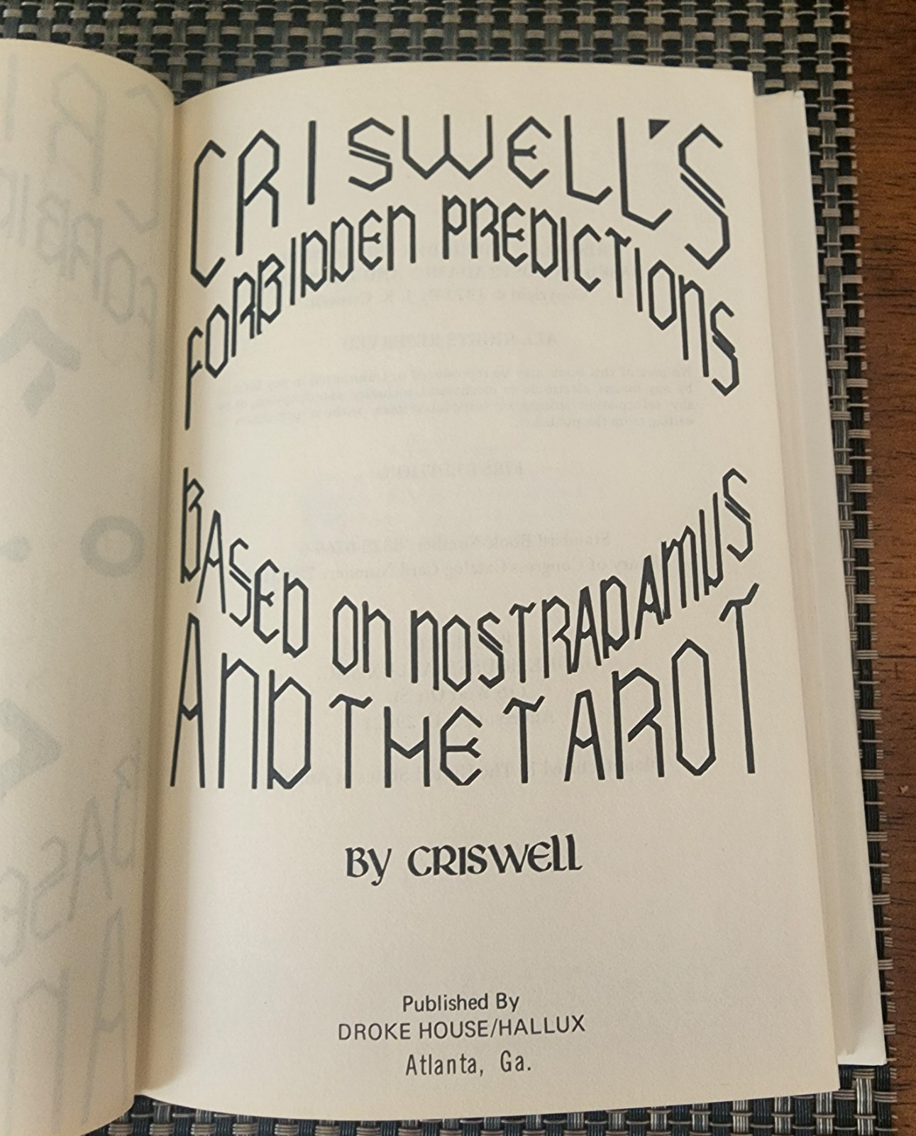 Criswell’s Forbidden Predictions Nostradamus Tarot 1972 First Edition DJ