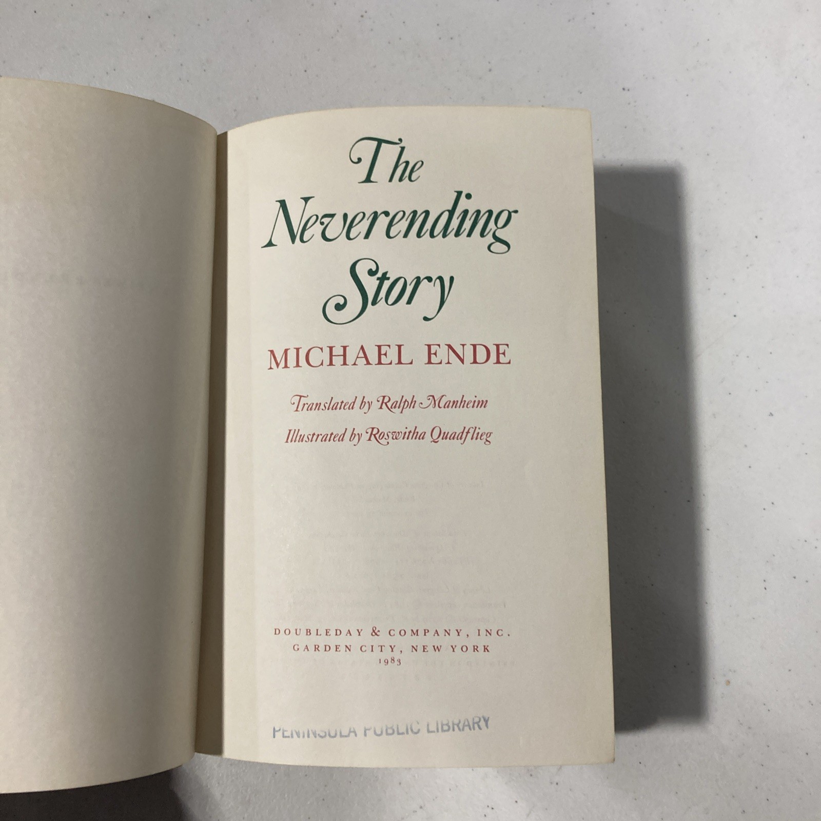 The Neverending Story Michael Ende 1983 1st Edition 2nd Print HC Doubleday Book