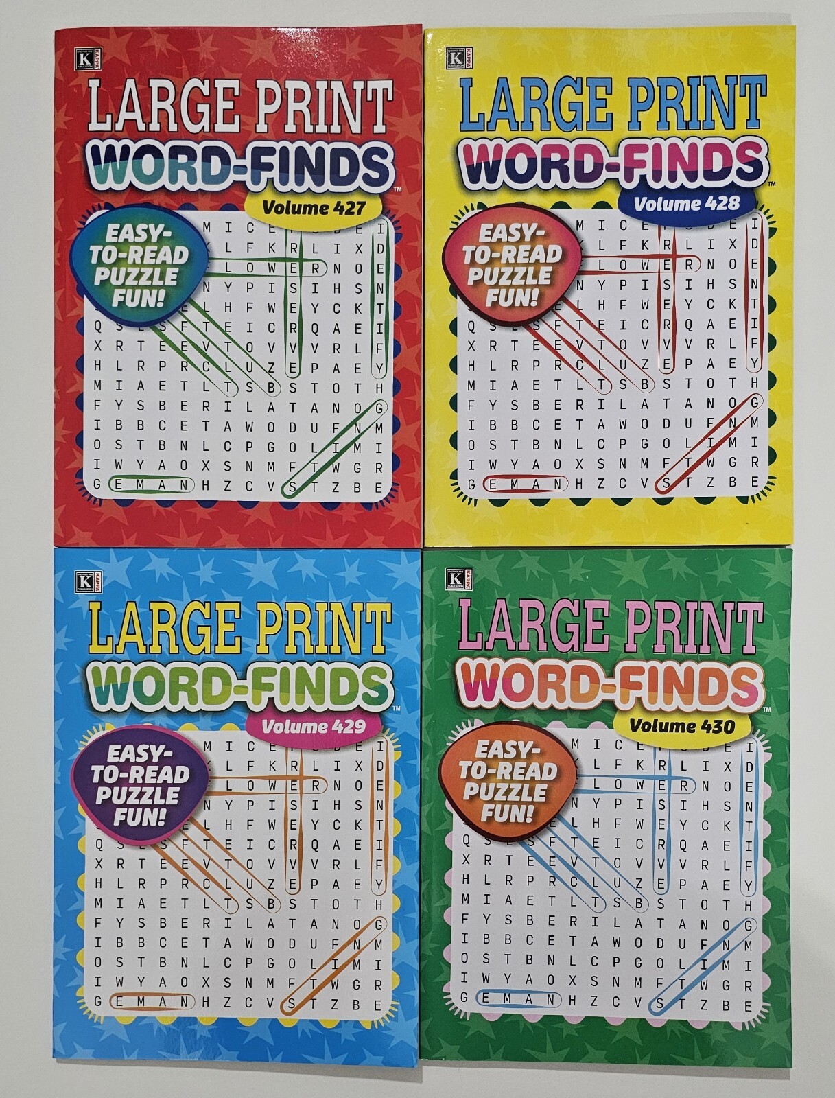 4 Large Print Word-Finds Puzzle Books Kappa Games Vol #427-430 ~ Search,Hunt