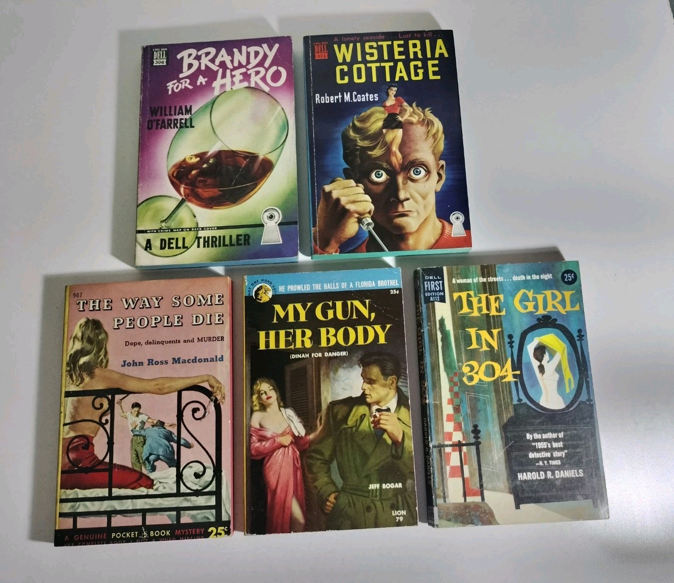 Vintage 1950s Mystery Paperback Lot Dell Lion Pocket Crime Noir 5 Books Pulp