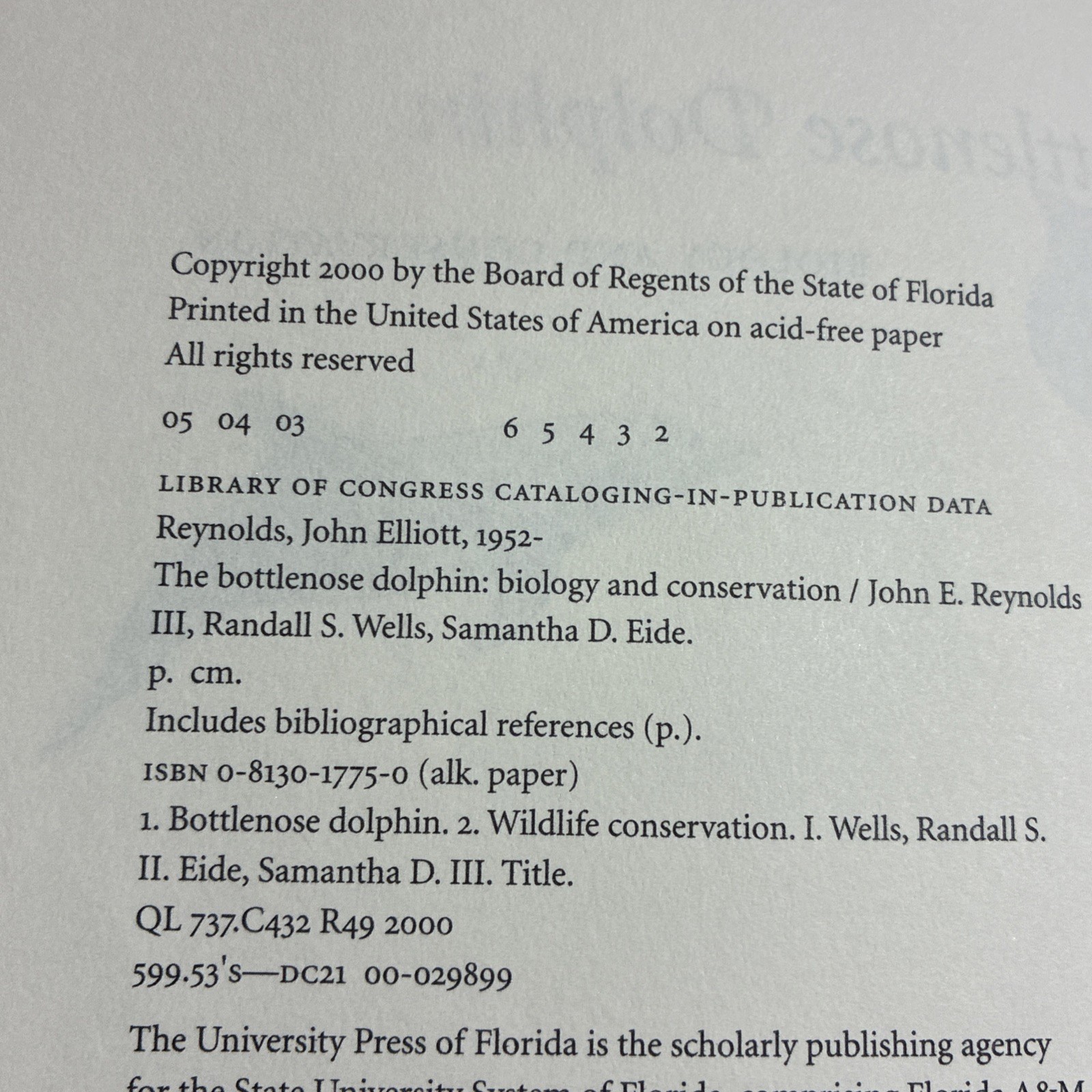 Bottlenose Dolphin Dolphins Book by John Reynolds Marine Biology Cetacean Books