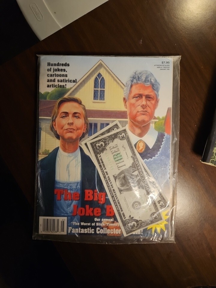 1994 THE BIG CLINTON JOKE BOOK of Political Satirical Jokes, Cartoons, SEALED
