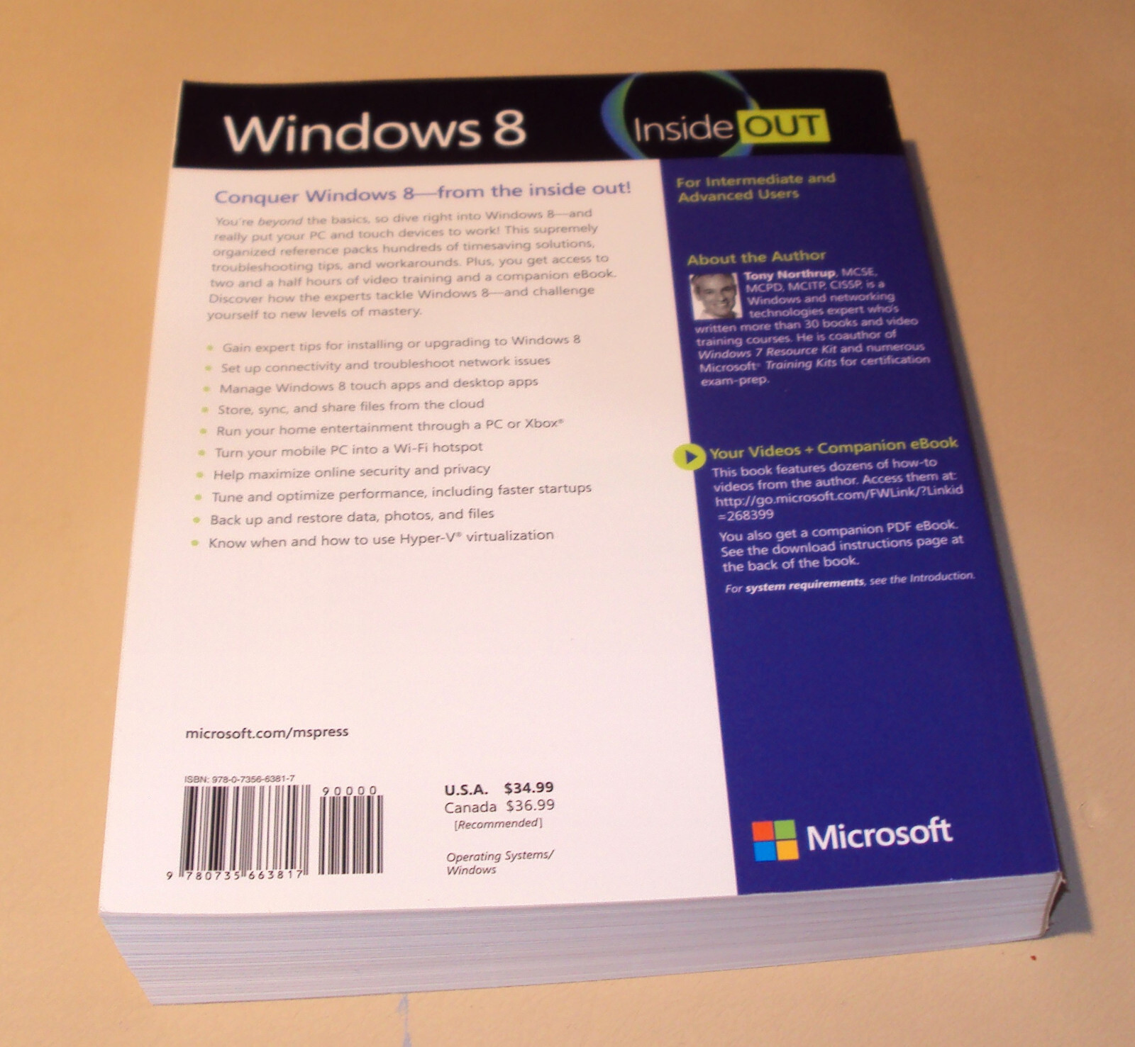 Inside Out Ser.: Windows 8. 1 Inside Out by Tony Northrup (2012, Trade…