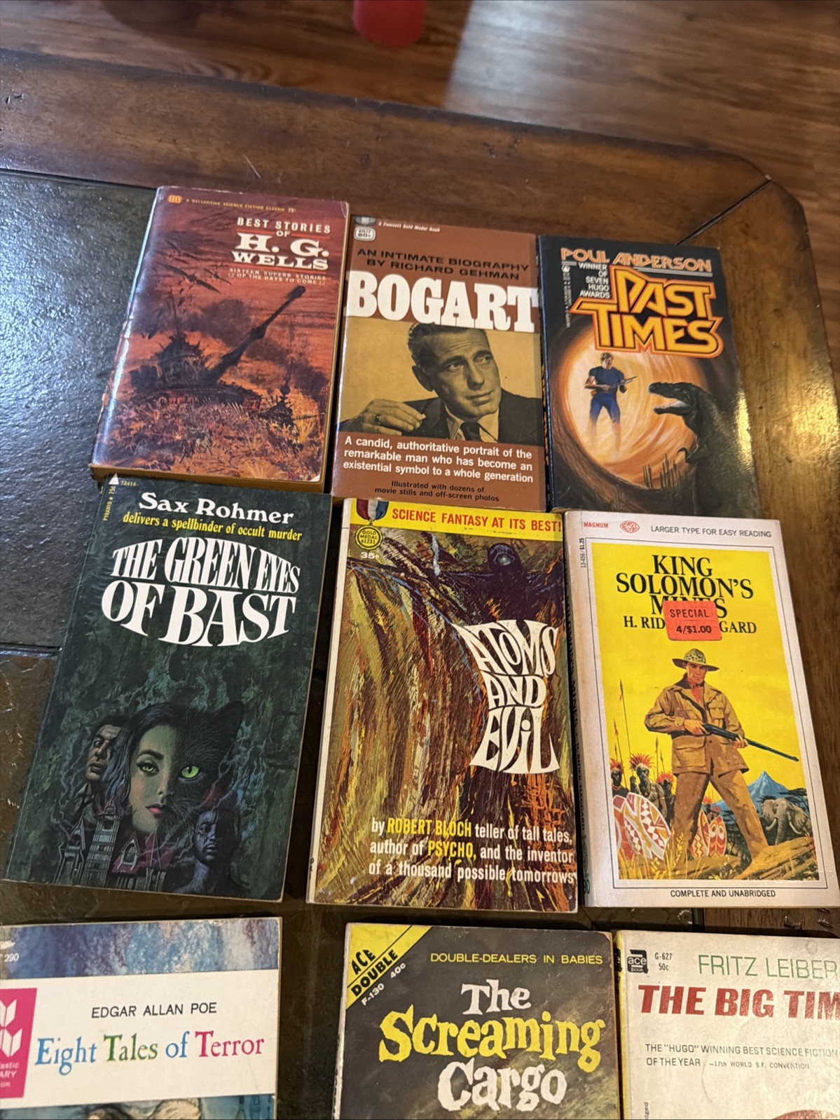 Lot Of 9 1970s 1960s Sci Fi Books Rohmer, Leiber, Wells, Poe, Bloch