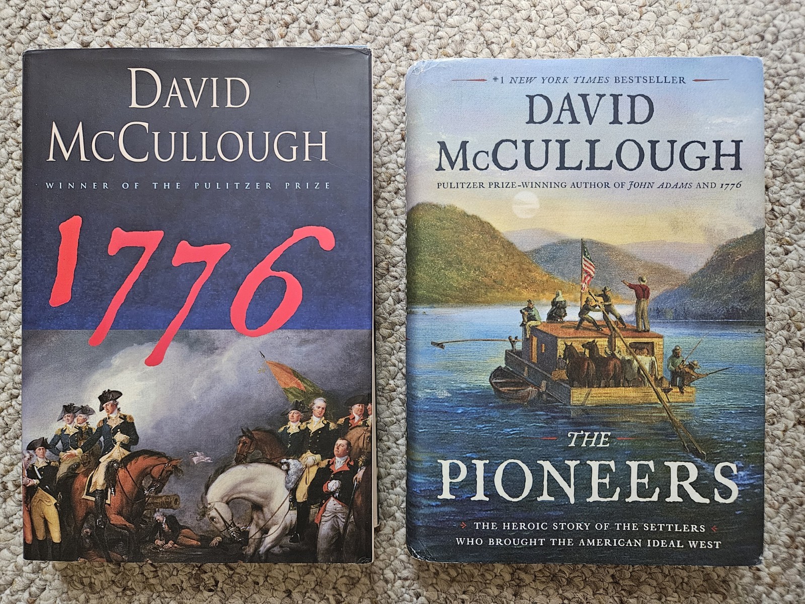 Lot of 2 David McCullough Books “1776” & “The Pioneers” HCDJ Great!