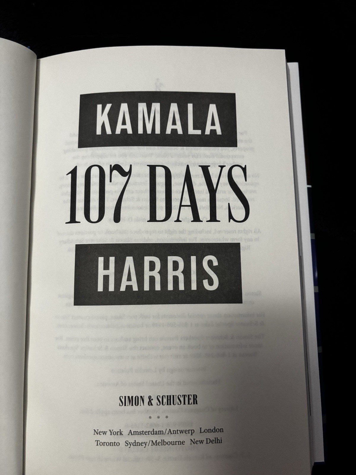 New Kamala Harris Vice President SIGNED Book 107 Days HC AUTOGRAPHED | IN-HAND